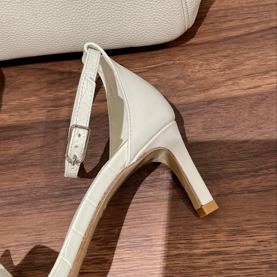 PREMIERE 70 SANDAL IN WHITE CALFSKIN - 35