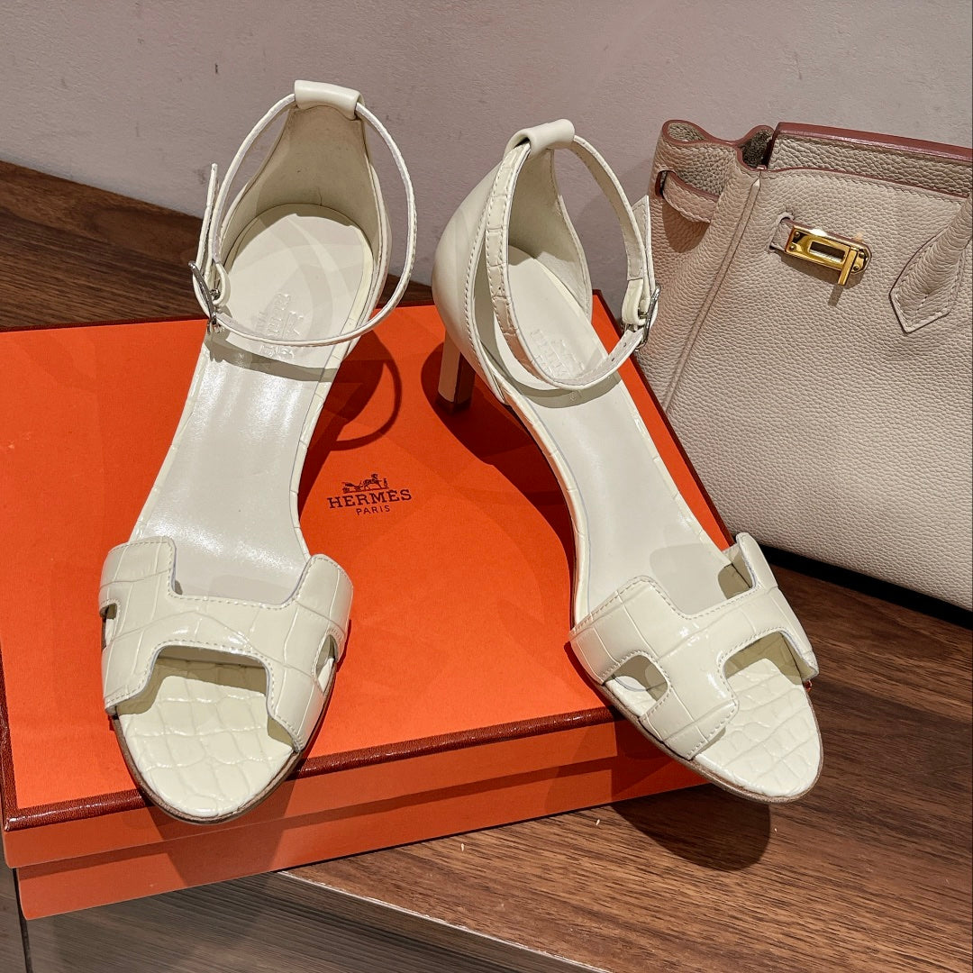 PREMIERE 70 SANDAL IN WHITE CALFSKIN - 35