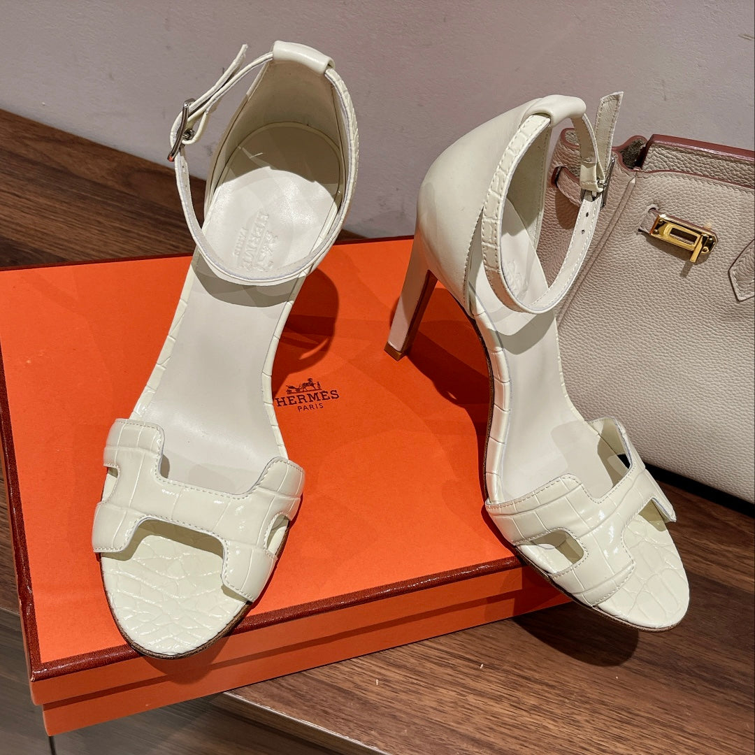 PREMIERE 115 SANDAL IN WHITE CALFSKIN - 35