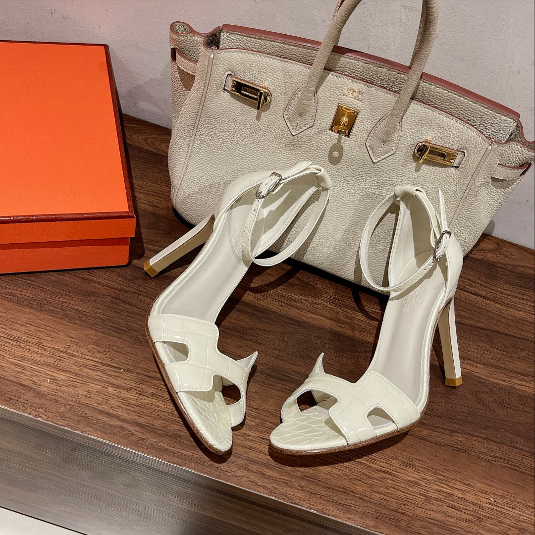 PREMIERE 115 SANDAL IN WHITE CALFSKIN - 35