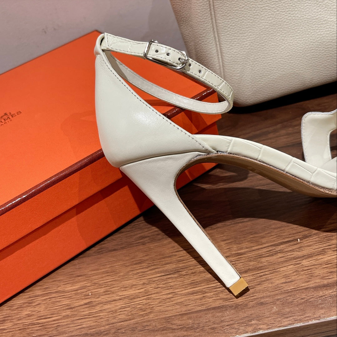 PREMIERE 115 SANDAL IN WHITE CALFSKIN - 35