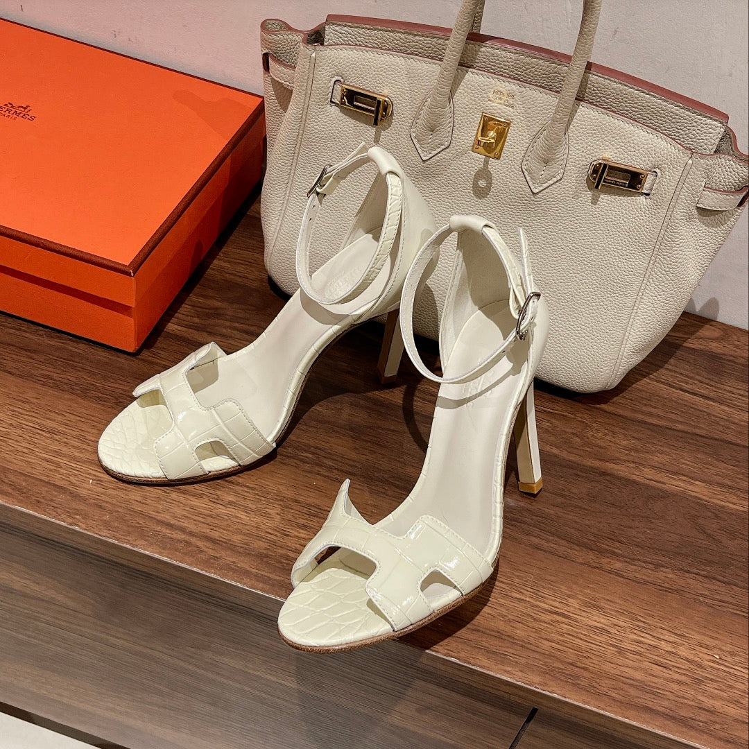 PREMIERE 115 SANDAL IN WHITE CALFSKIN - 35