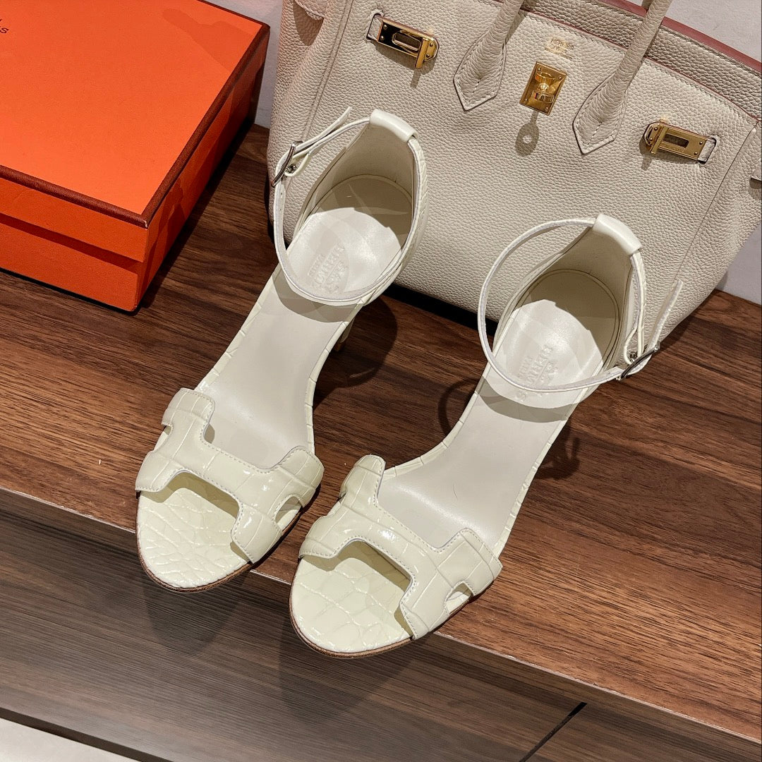 PREMIERE 115 SANDAL IN WHITE CALFSKIN - 35