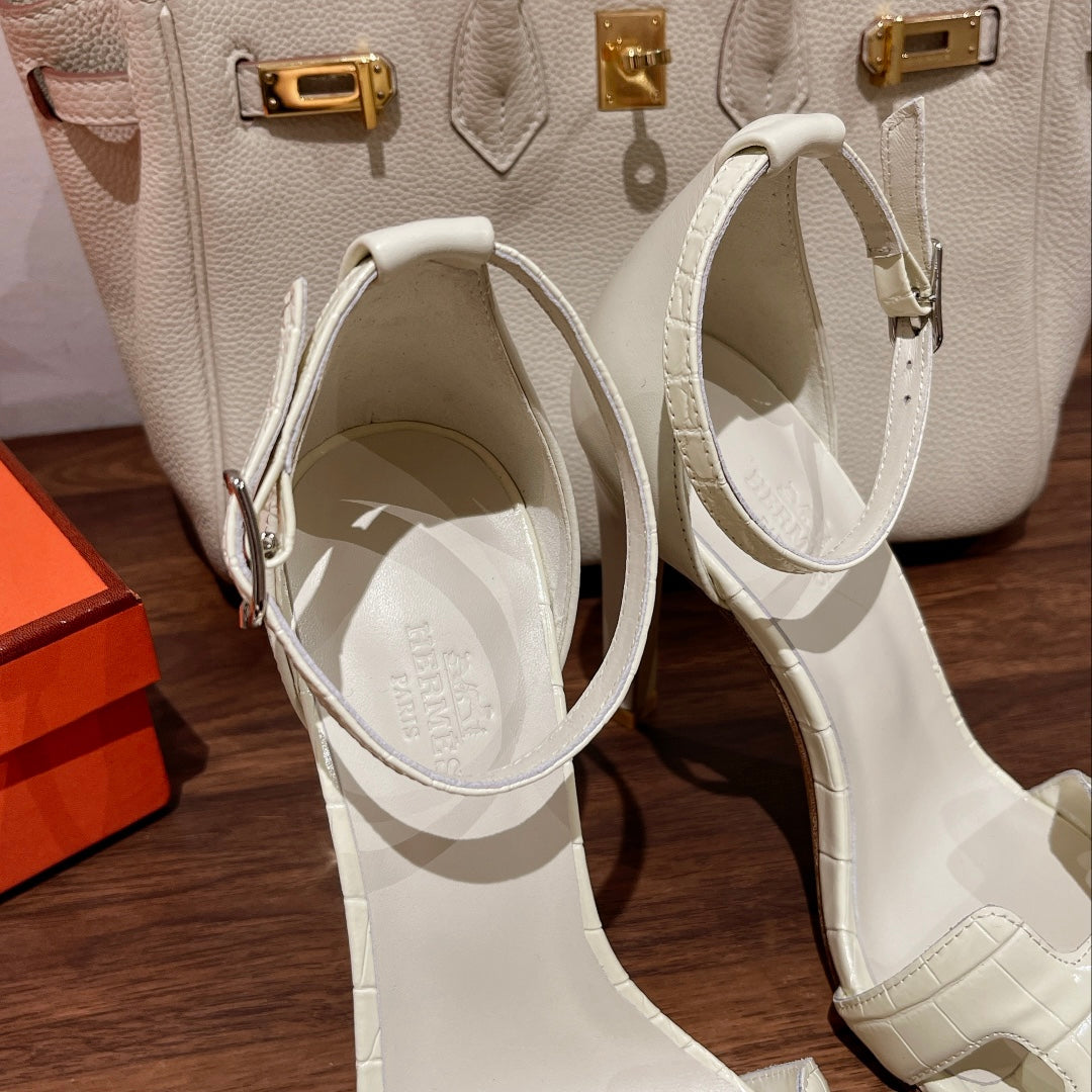 PREMIERE 115 SANDAL IN WHITE CALFSKIN - 35