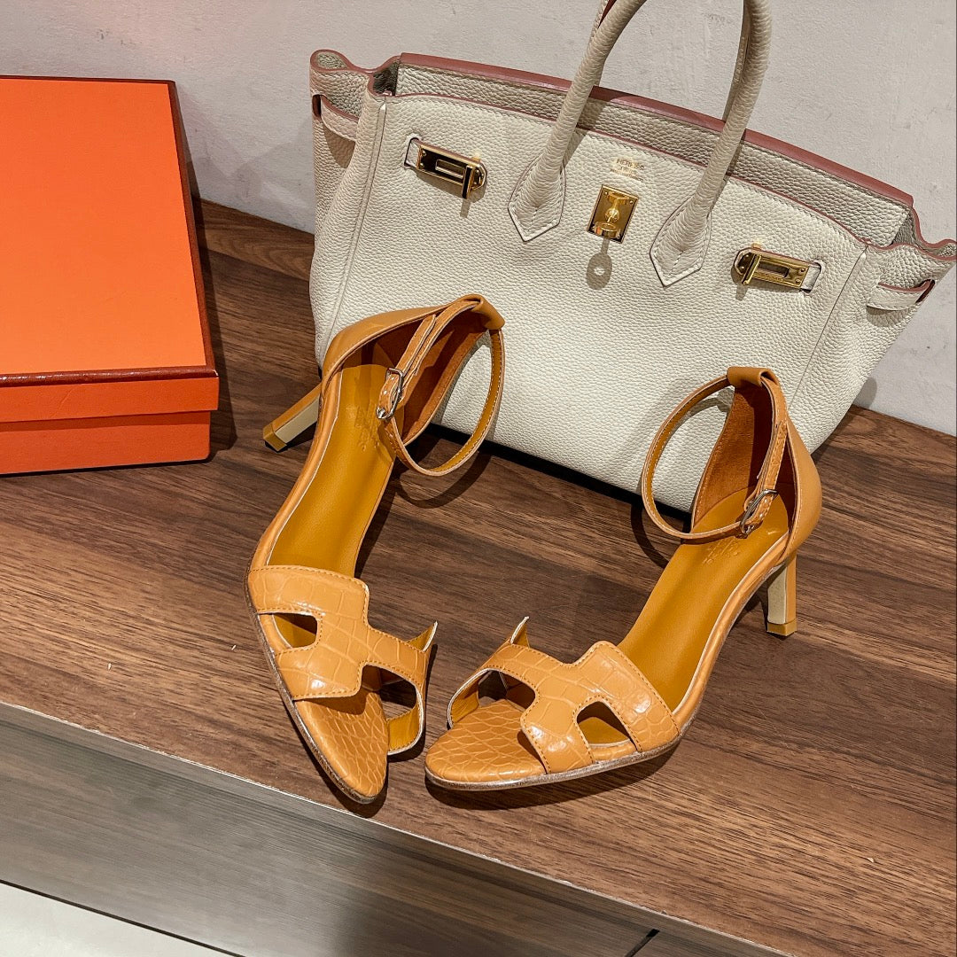 PREMIERE 70 SANDAL IN PEANUT BROWN CALFSKIN - 35