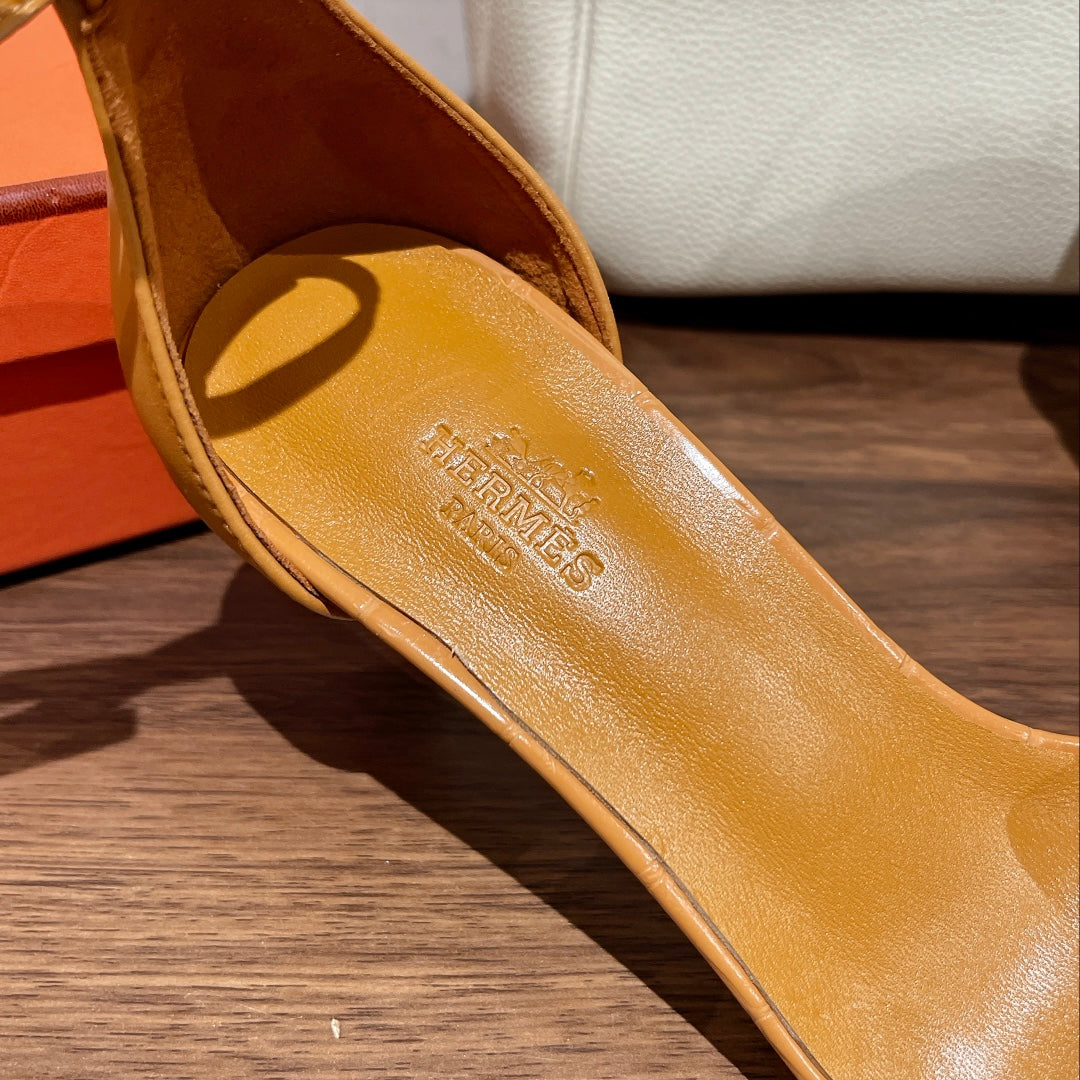 PREMIERE 70 SANDAL IN PEANUT BROWN CALFSKIN - 35