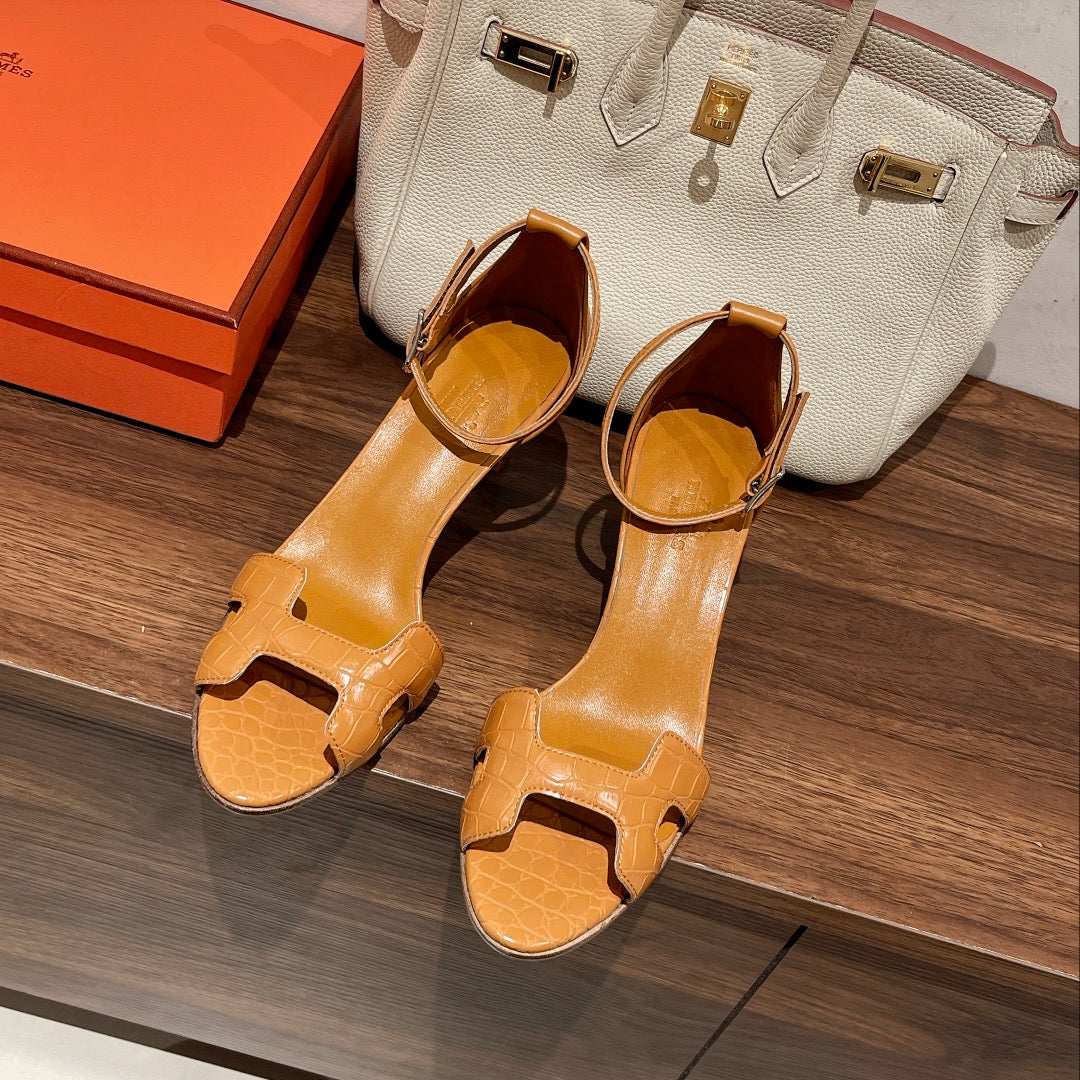 PREMIERE 70 SANDAL IN PEANUT BROWN CALFSKIN - 35