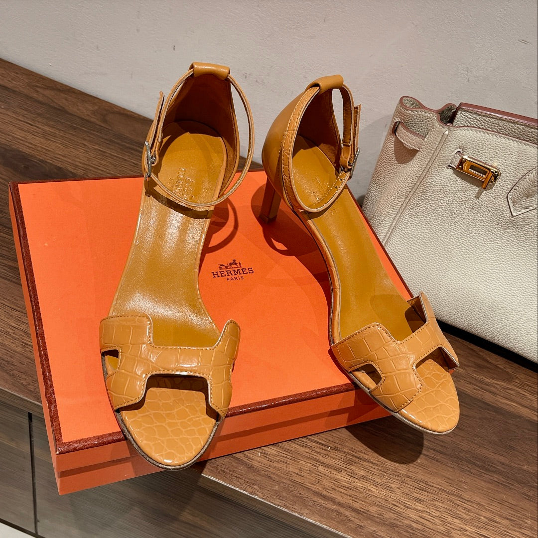 PREMIERE 70 SANDAL IN PEANUT BROWN CALFSKIN - 35