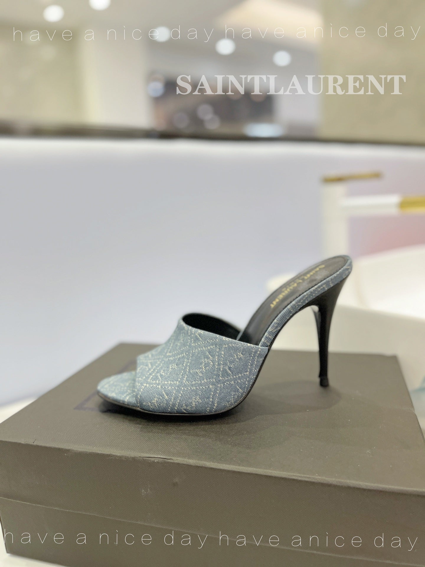 SL GOLDIE MULES STONE COLOR DENIM - 34