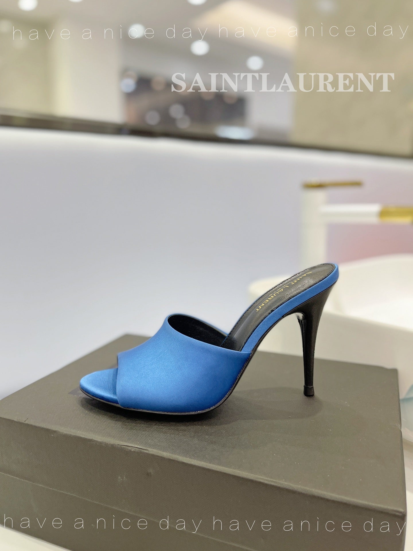 SL GOLDIE MULES COBALT SATIN - 34