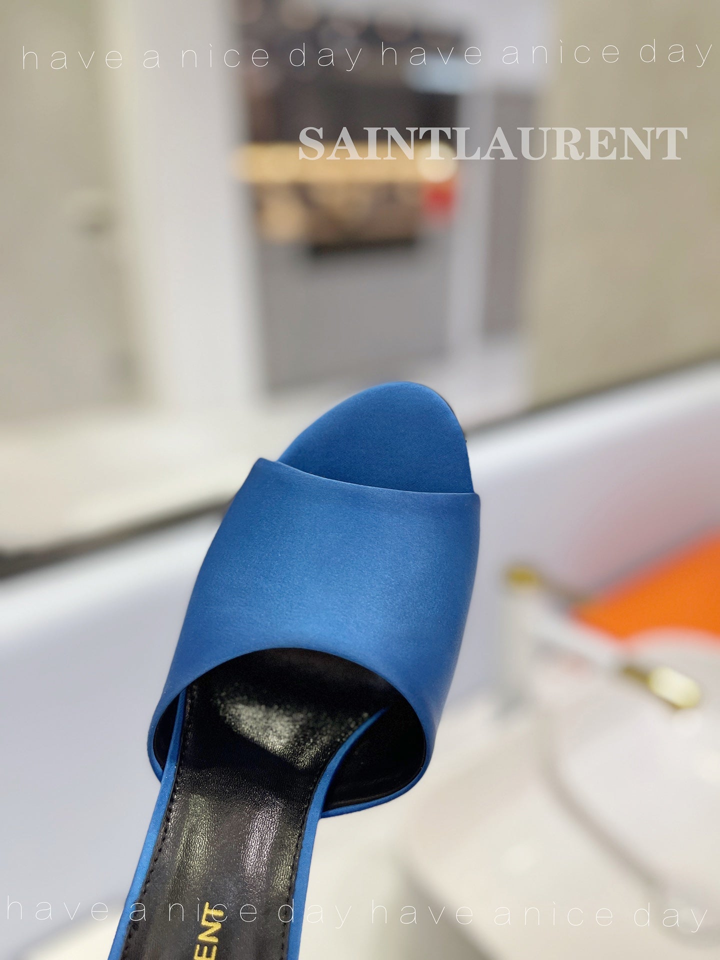 SL GOLDIE MULES COBALT SATIN - 34