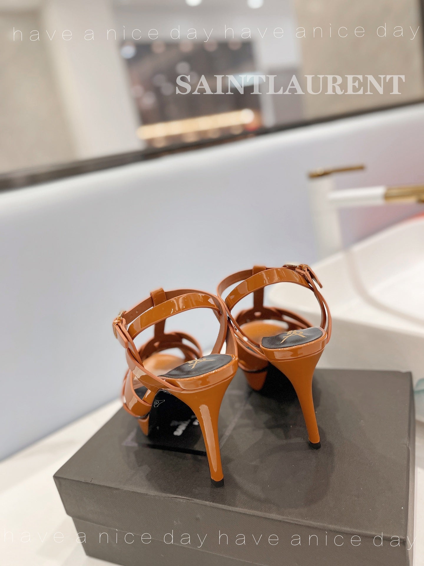 SL TRIBUTE POINED TOE SANDALS GLOSSY COPPER CALFSKIN - 34