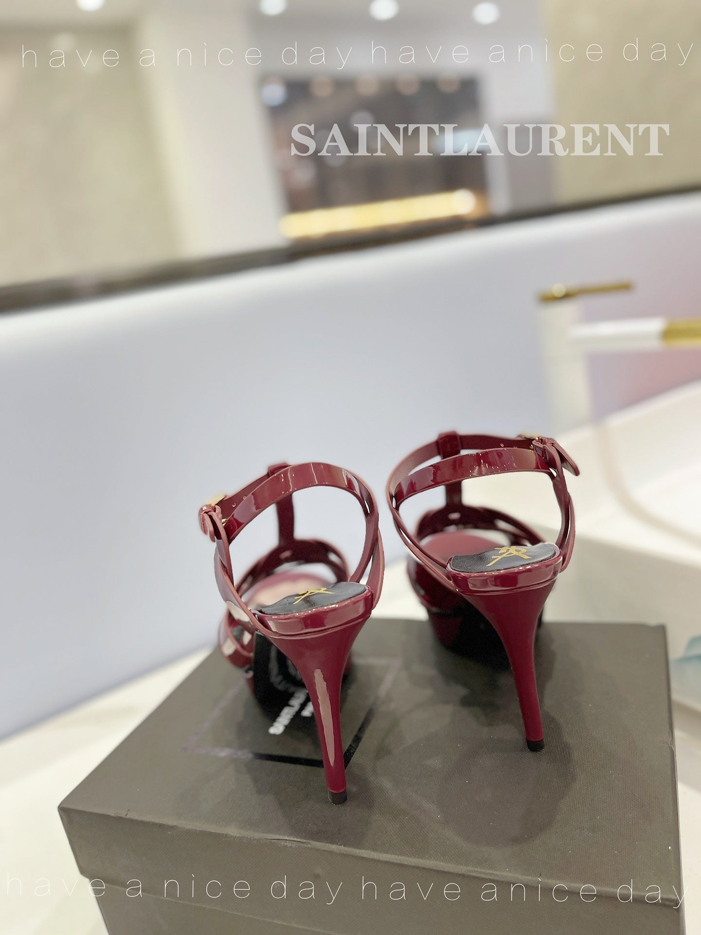 SL TRIBUTE POINED TOE SANDALS GLOSSY BERRY CALFSKIN - 34
