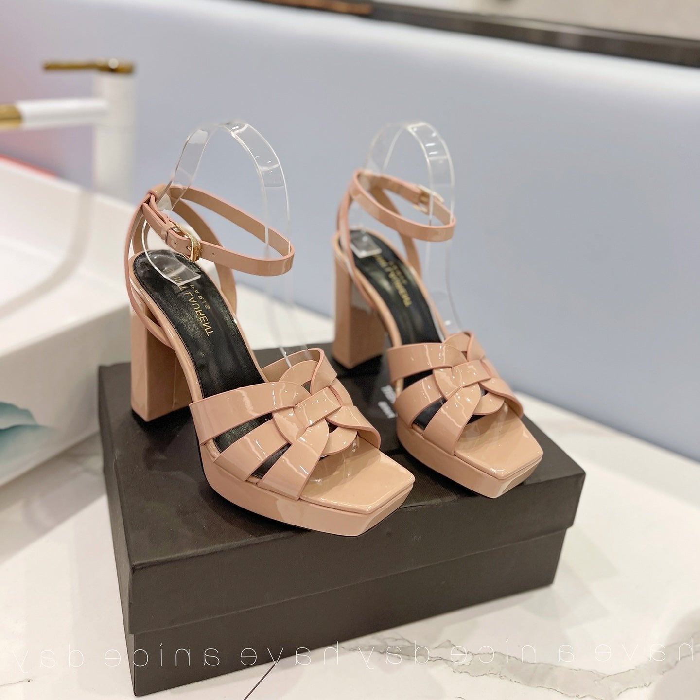 SL TRIBUTE FLATFORM SANDALS DUSTY ROSE CALFSKIN - 34