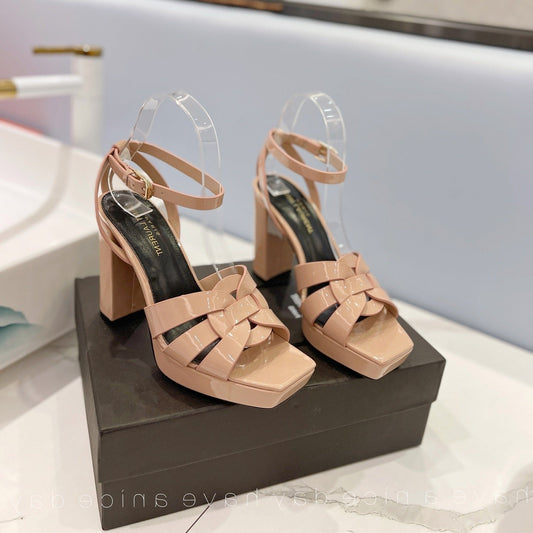 SL TRIBUTE FLATFORM SANDALS DUSTY ROSE CALFSKIN - 34