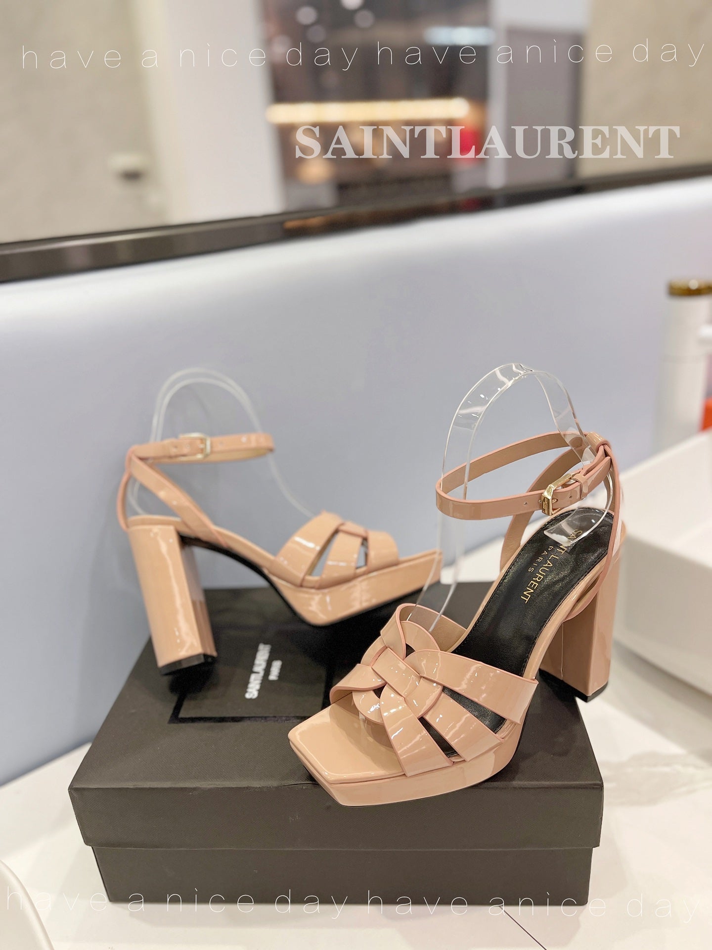 SL TRIBUTE FLATFORM SANDALS DUSTY ROSE CALFSKIN - 34