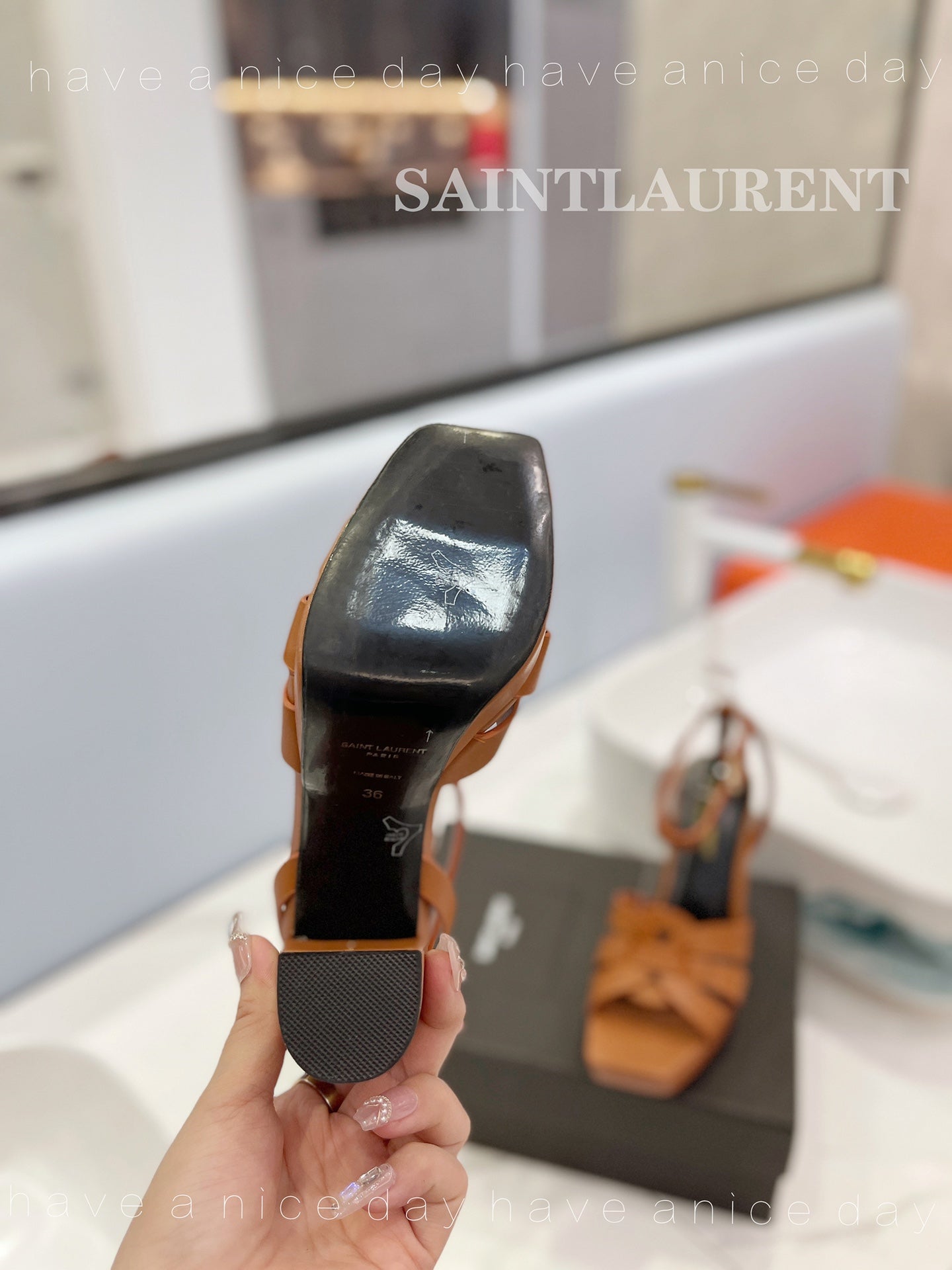 SL TRIBUTE FLATFORM SANDALS COPPER CALFSKIN - 34