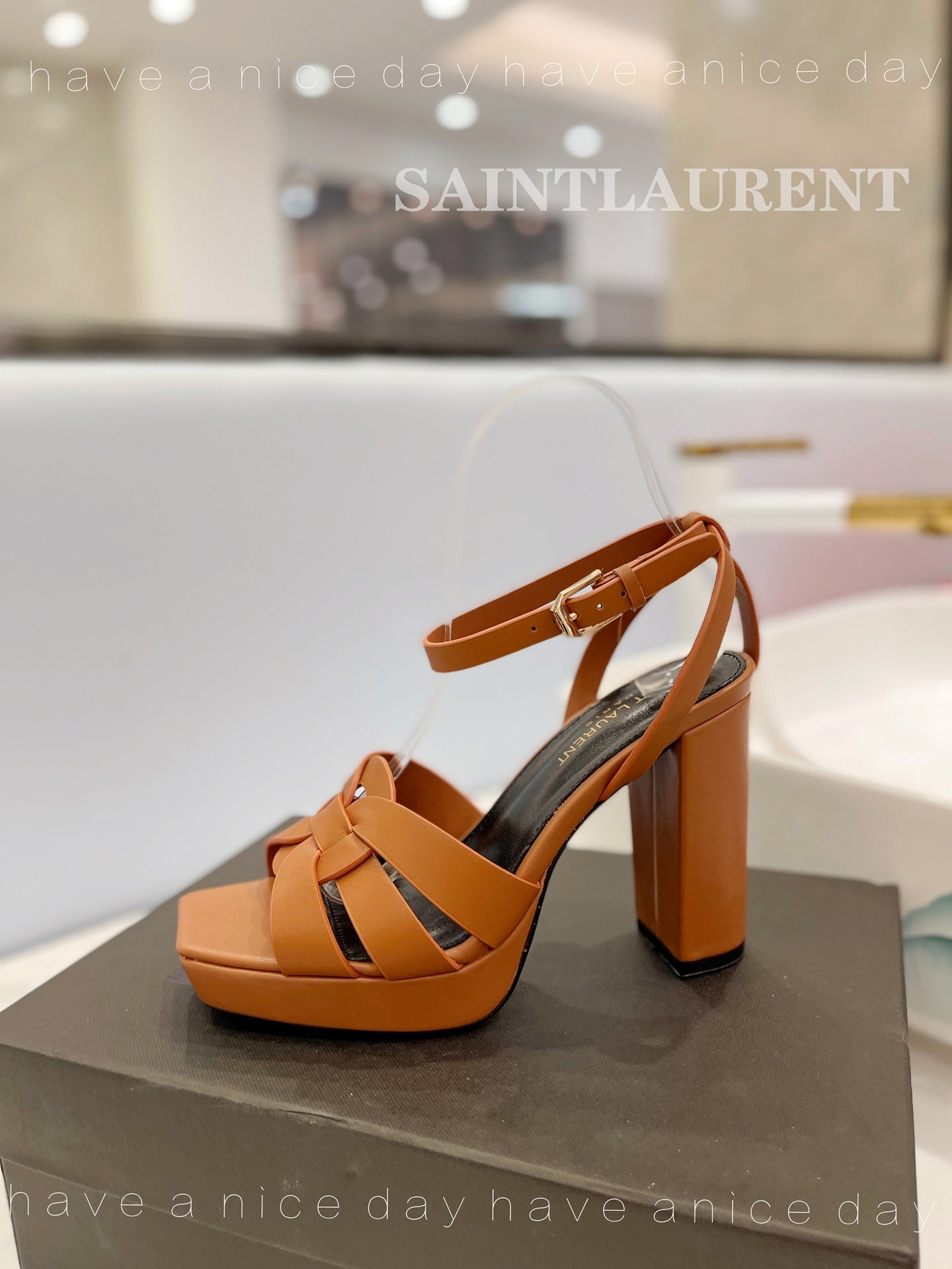 SL TRIBUTE FLATFORM SANDALS COPPER CALFSKIN - 34