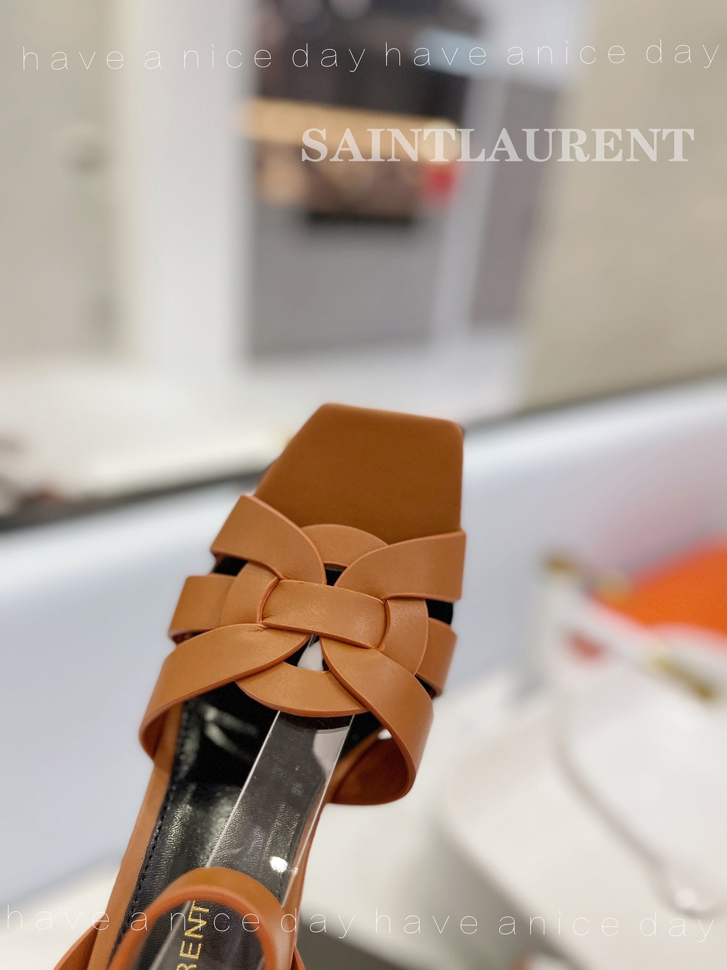 SL TRIBUTE FLATFORM SANDALS COPPER CALFSKIN - 34