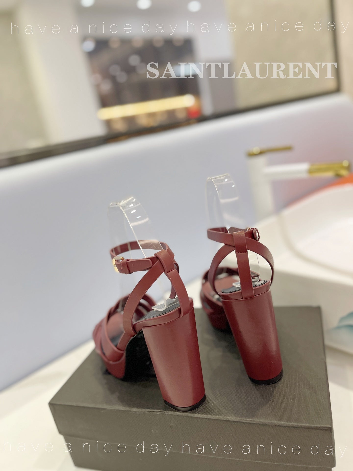 SL TRIBUTE FLATFORM SANDALS BERRY CALFSKIN - 34