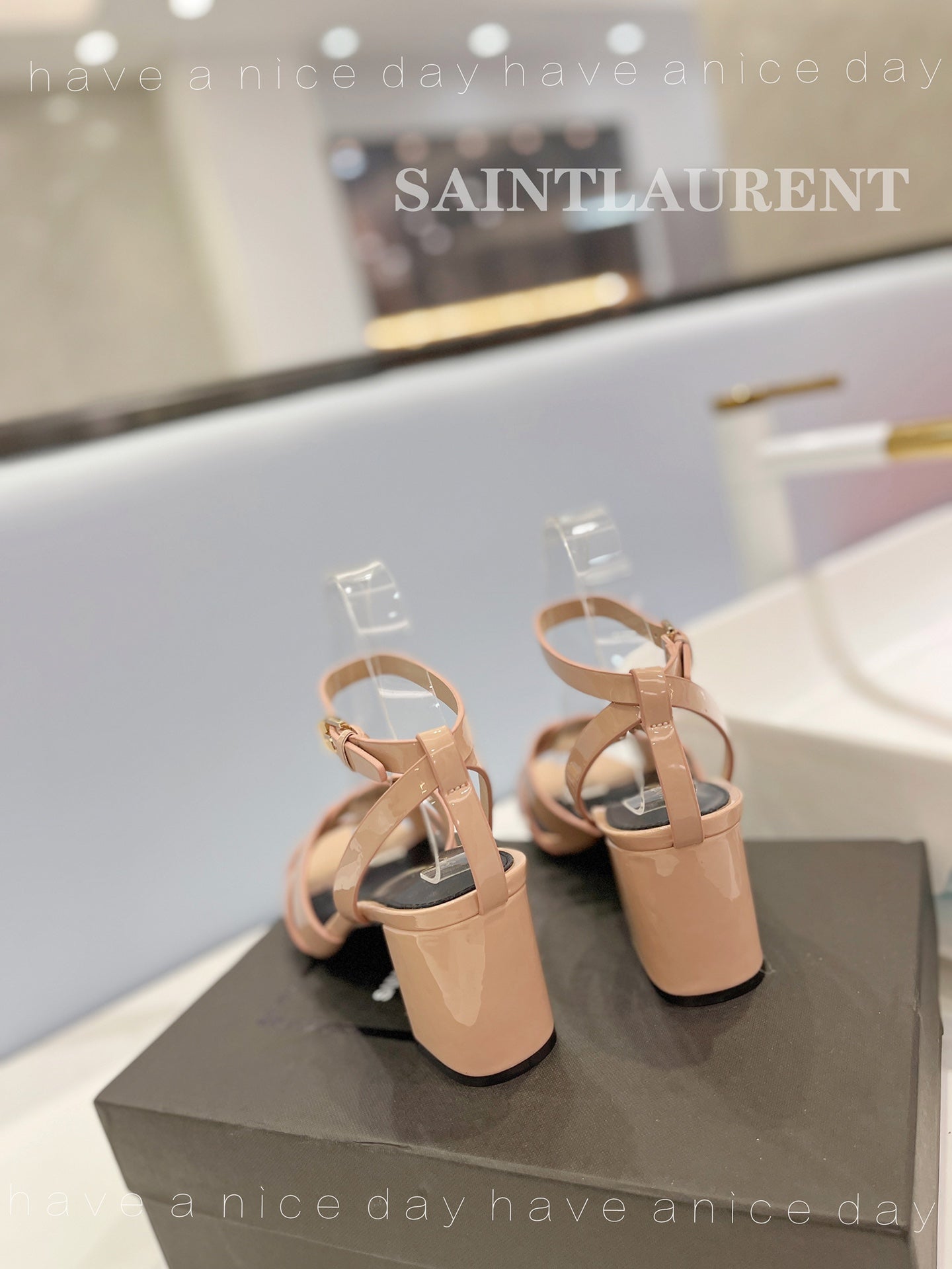 SL TRIBUTE SANDAL GLOSSY PINK NUDE CALFSKIN - 34