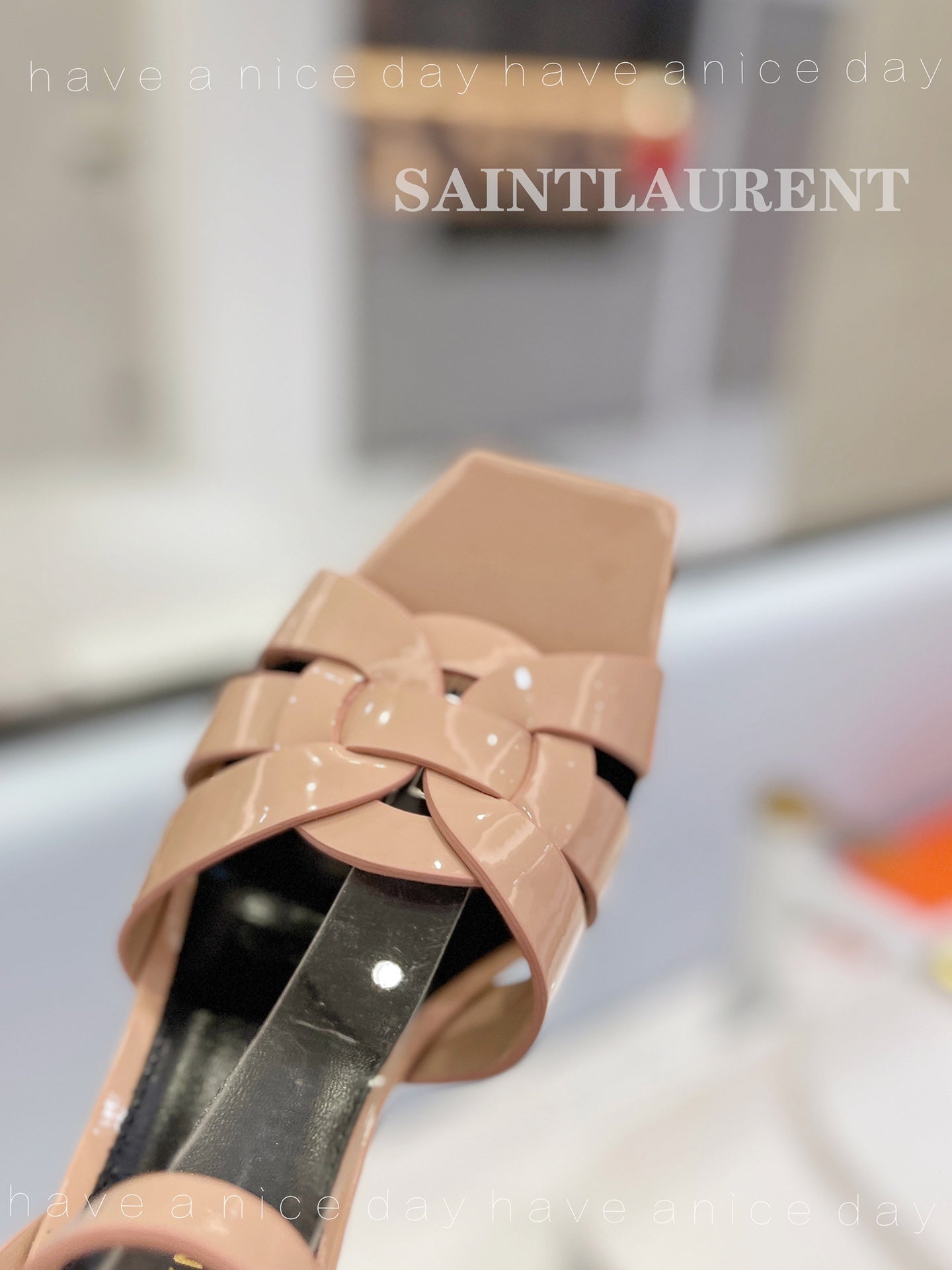 SL TRIBUTE SANDAL GLOSSY PINK NUDE CALFSKIN - 34