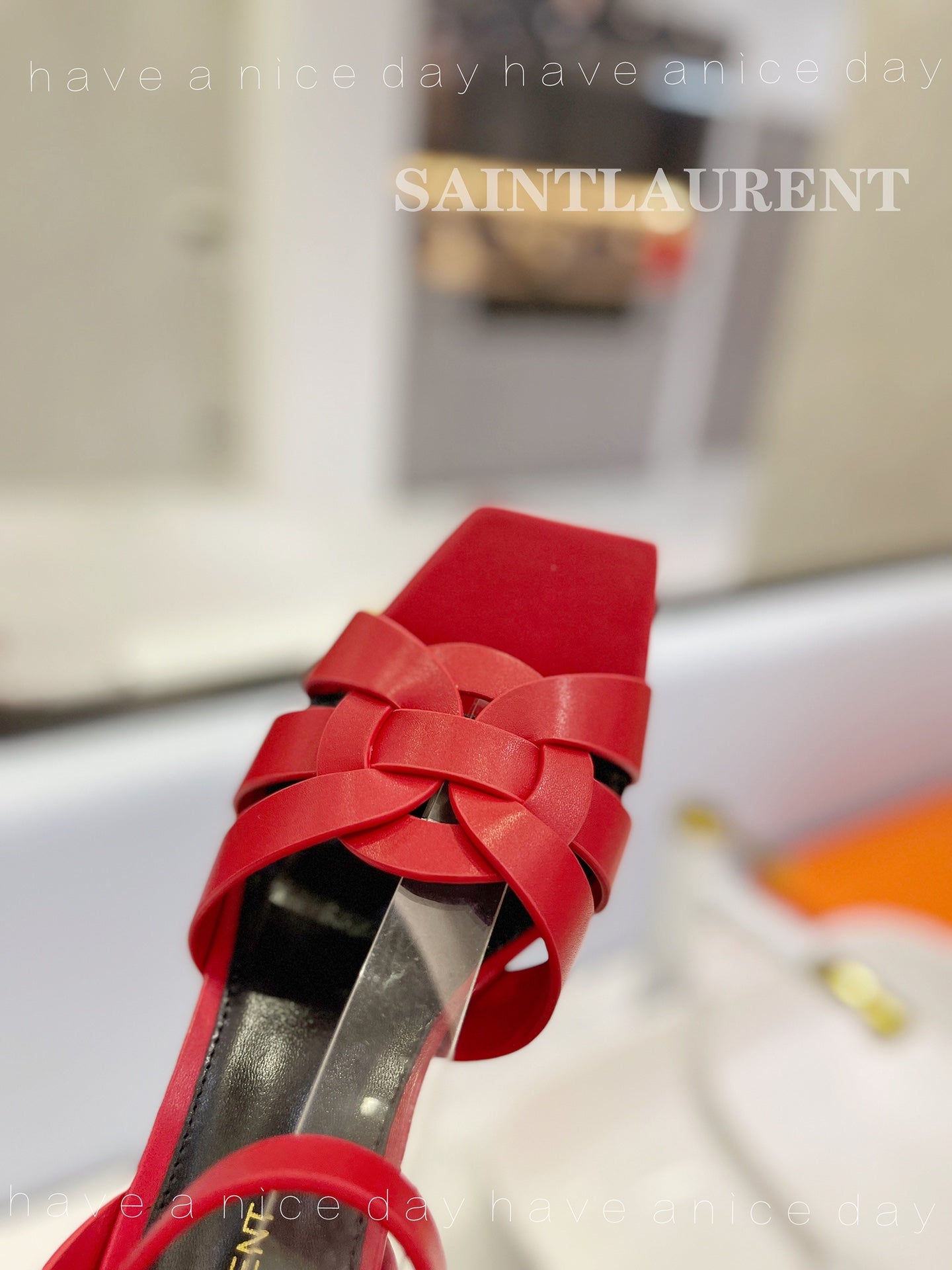 SL TRIBUTE SANDAL RED CALFSKIN - 34