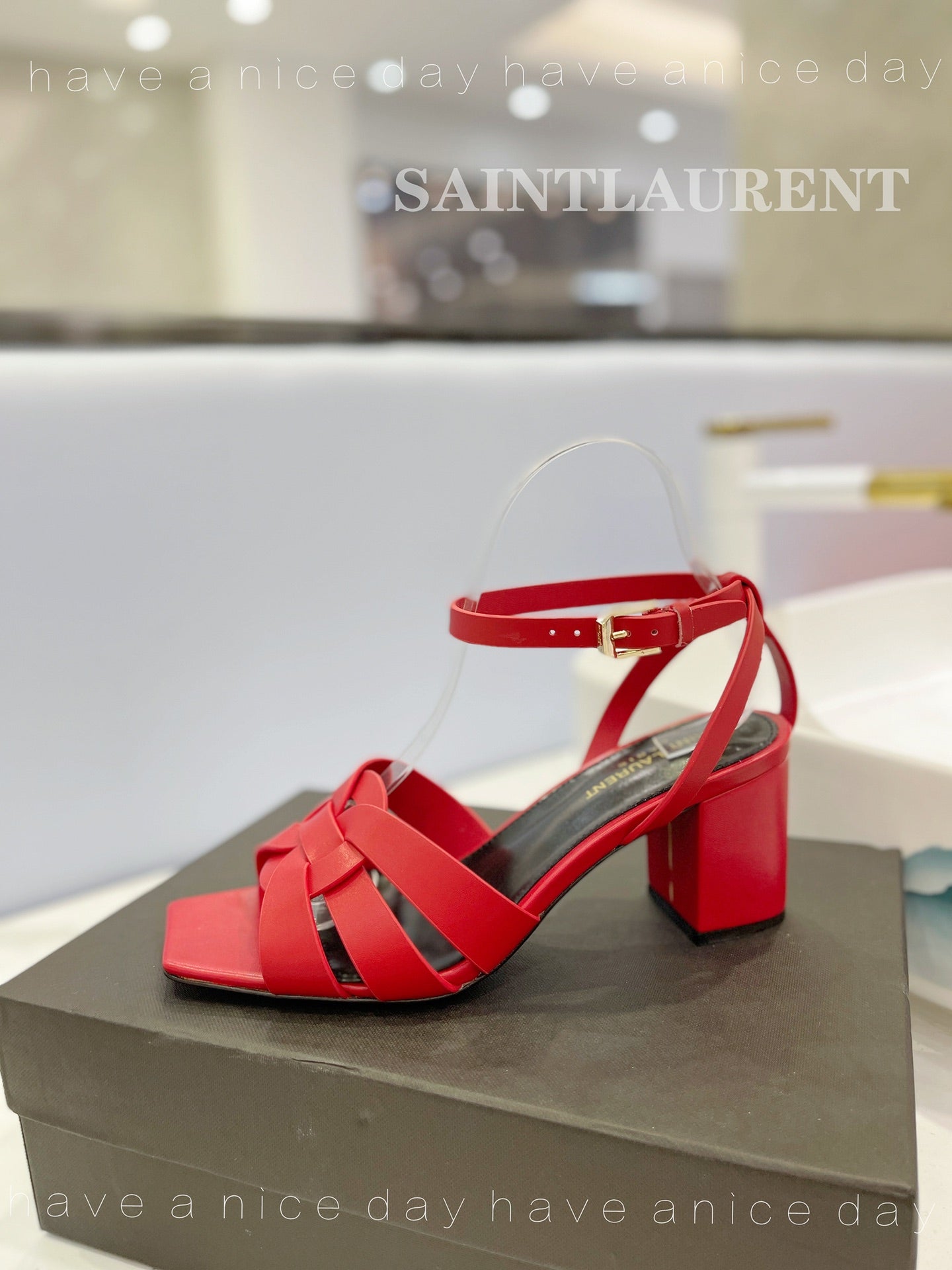 SL TRIBUTE SANDAL RED CALFSKIN - 34