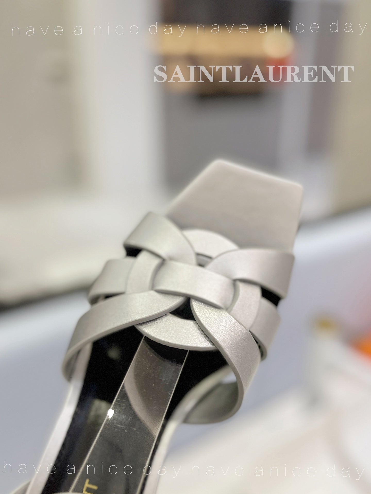 SL TRIBUTE SANDAL SILVER CALFSKIN - 34