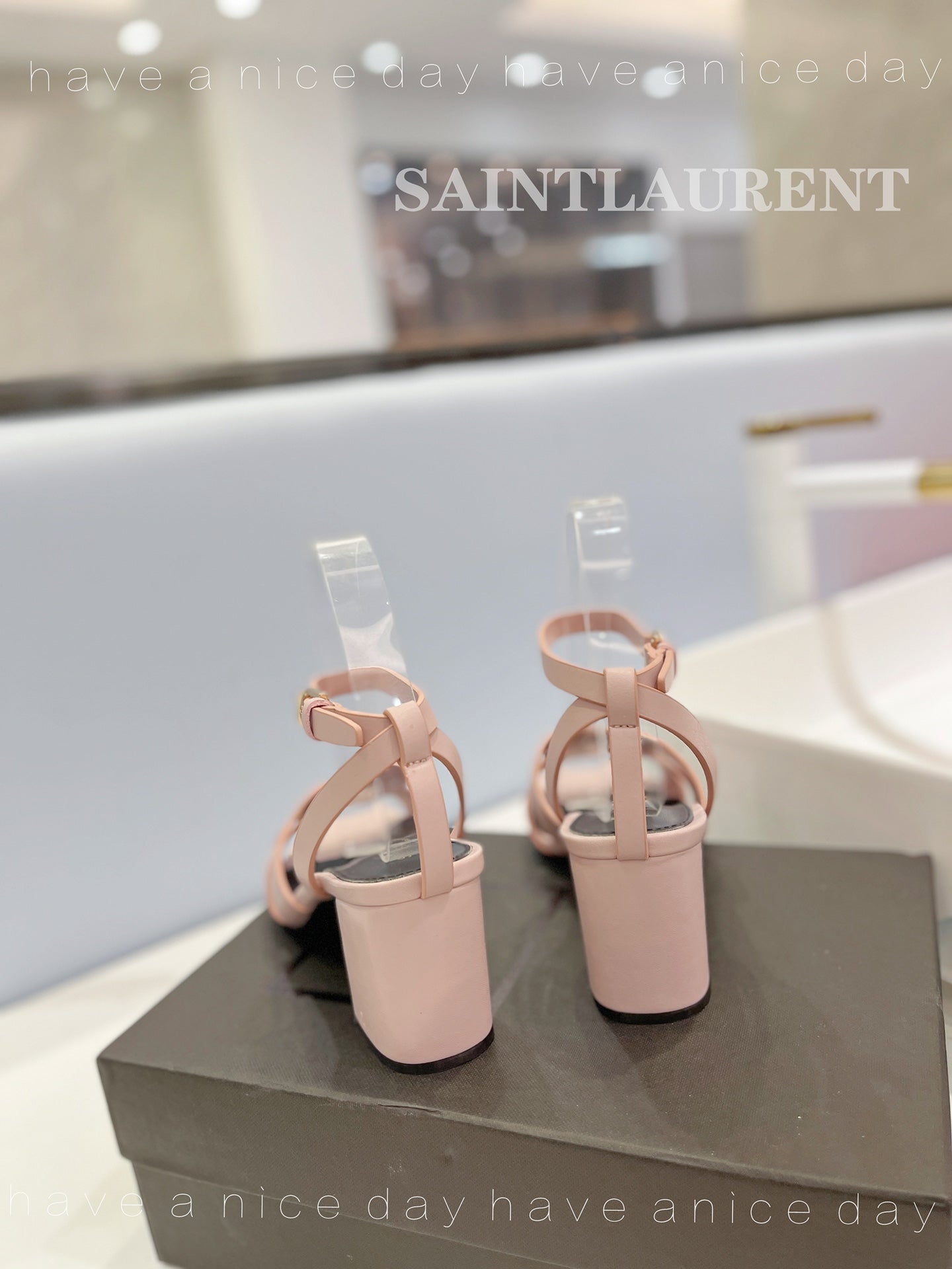 SL TRIBUTE SANDAL PASTEL PINK CALFSKIN - 34