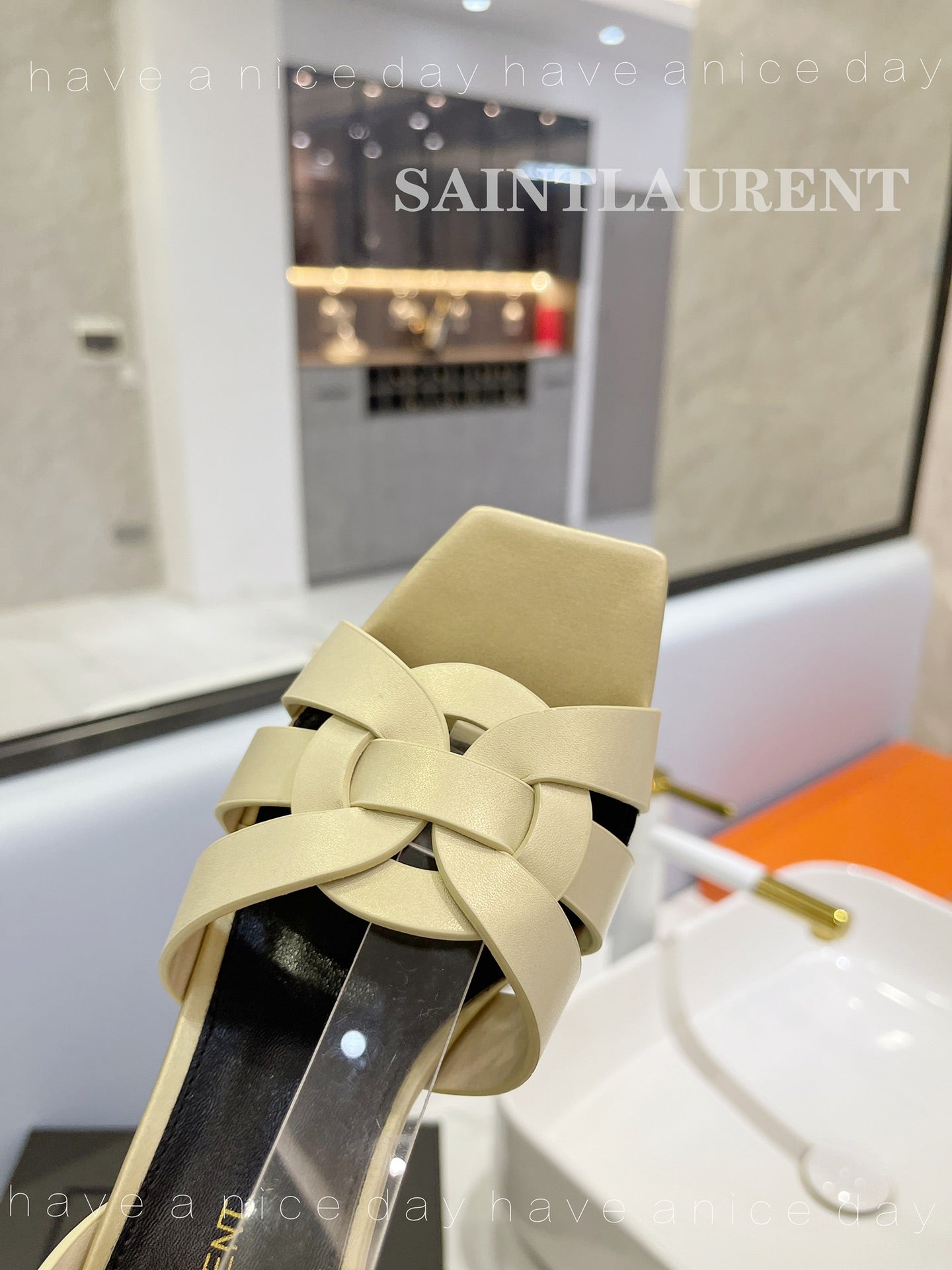 SL TRIBUTE SANDAL PASTEL YELLOW CALFSKIN - 34