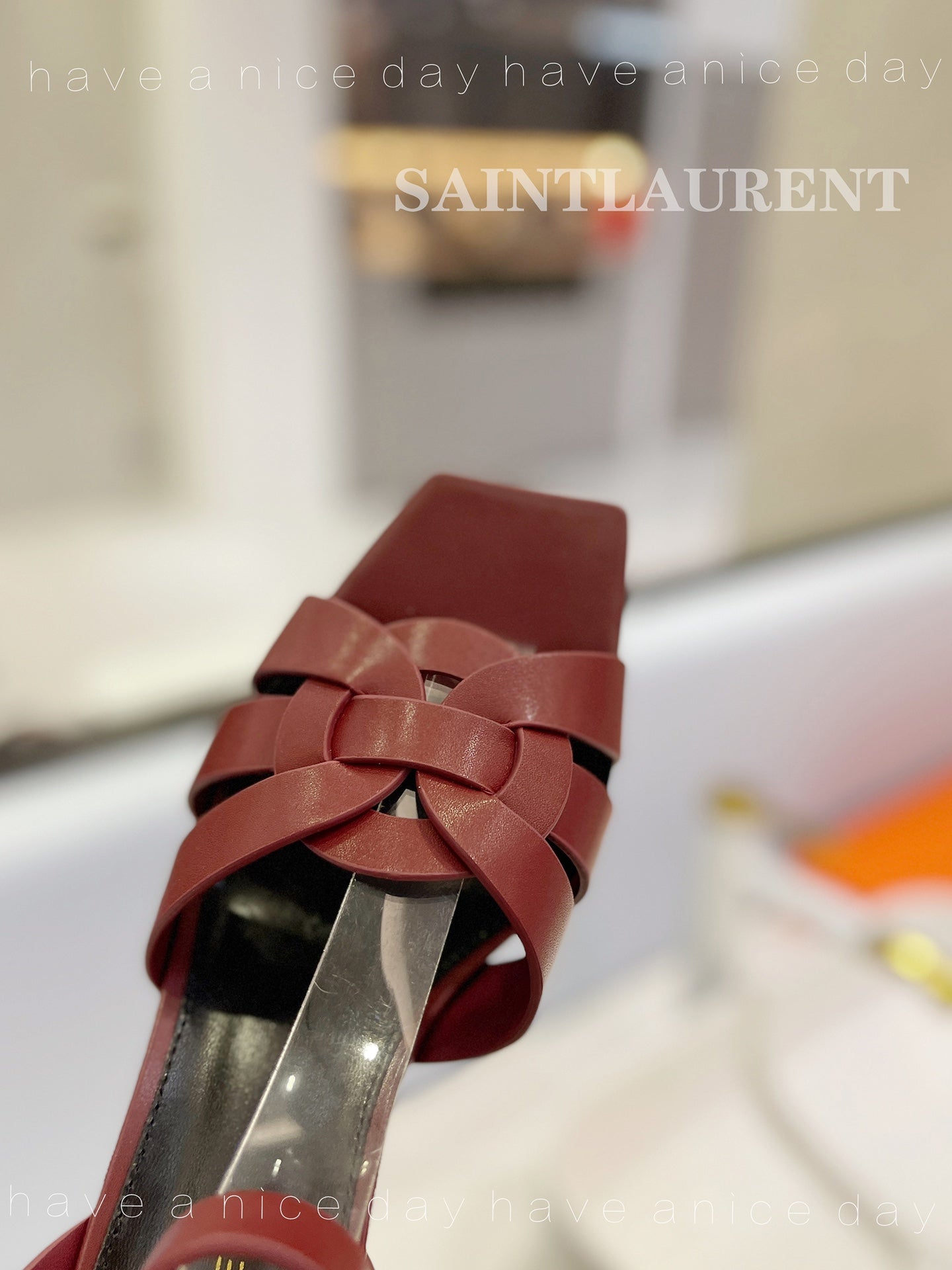 SL TRIBUTE SANDAL BERRY CALFSKIN - 34
