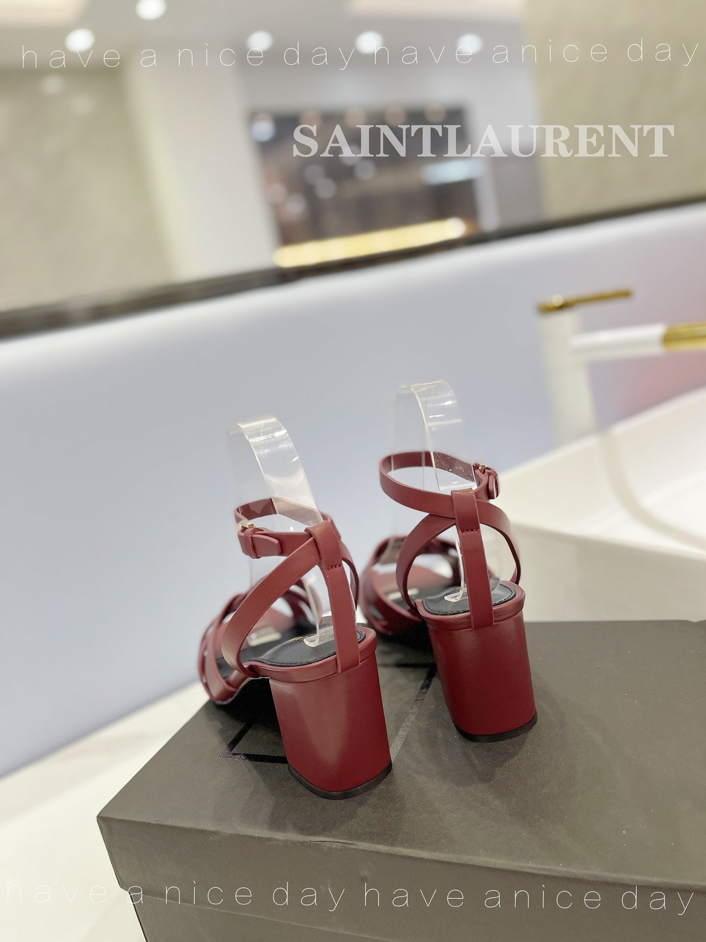 SL TRIBUTE SANDAL BERRY CALFSKIN - 34