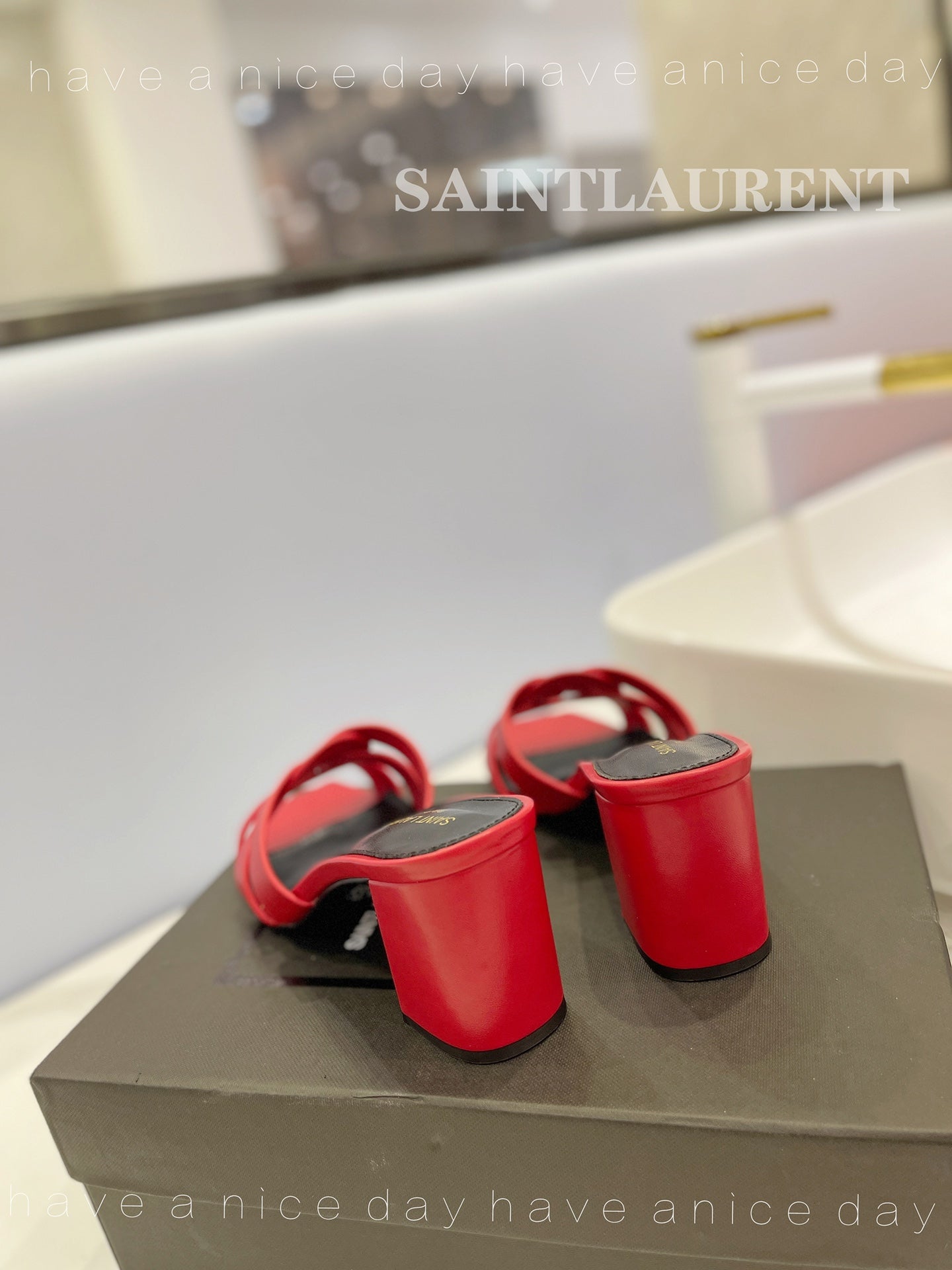 SL TRIBUTE MULES RED CALFSKIN - 34