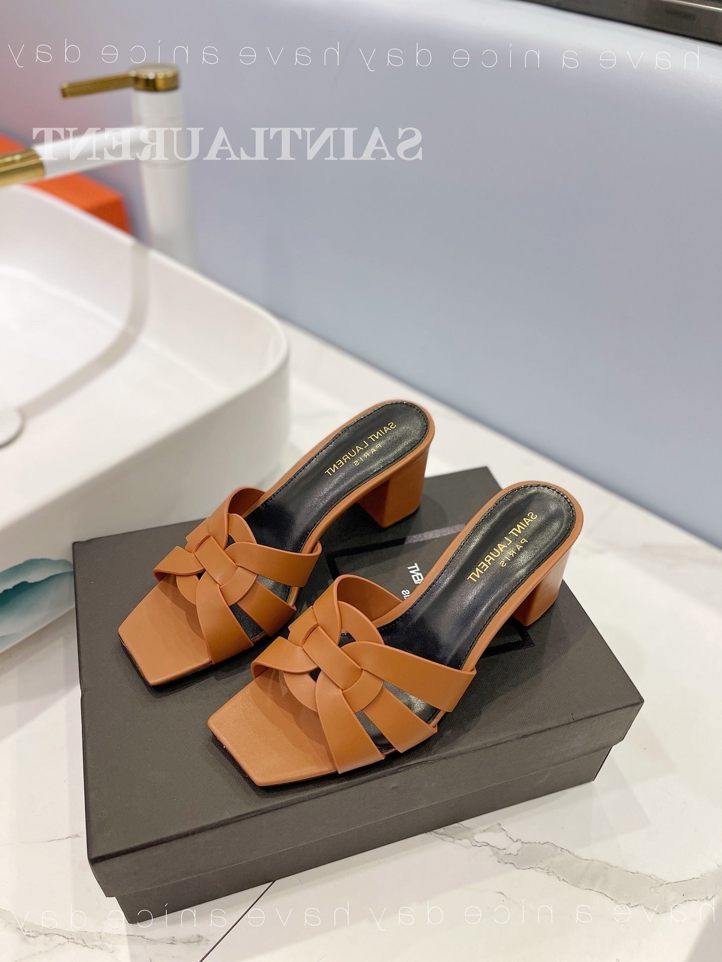 SL TRIBUTE MULES COPPER CALFSKIN - 34