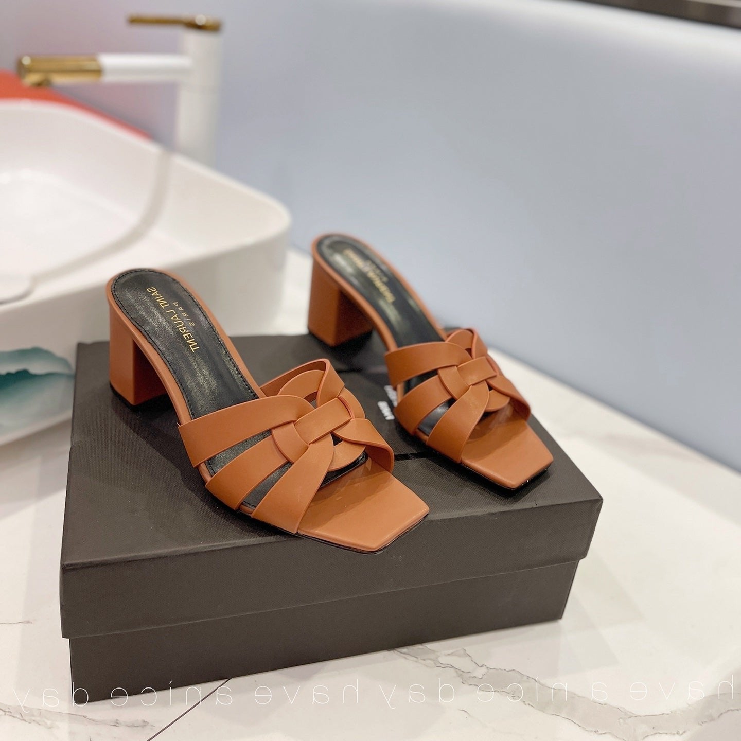 SL TRIBUTE MULES COPPER CALFSKIN - 34
