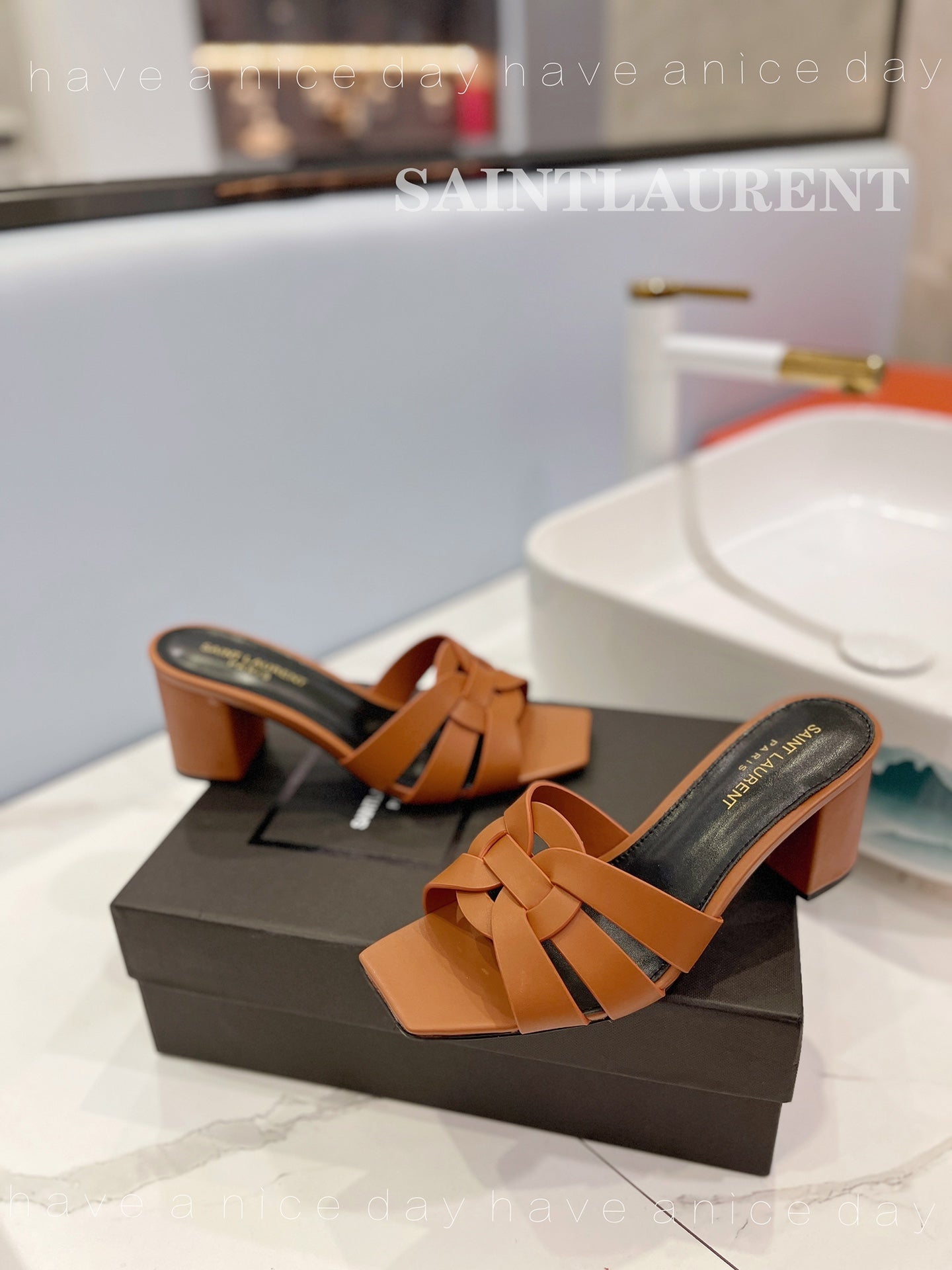SL TRIBUTE MULES COPPER CALFSKIN - 34