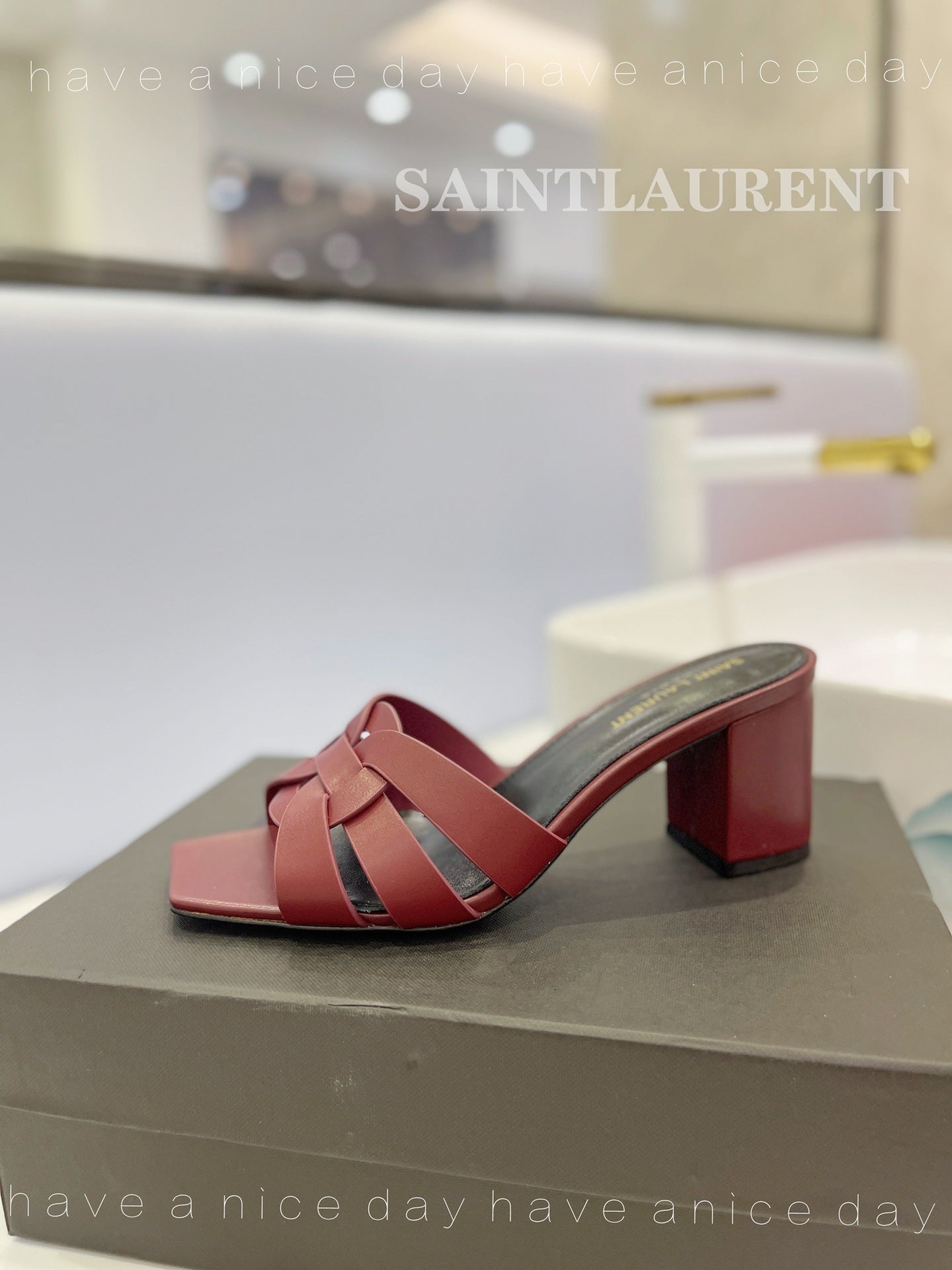 SL TRIBUTE MULES BERRY CALFSKIN - 34