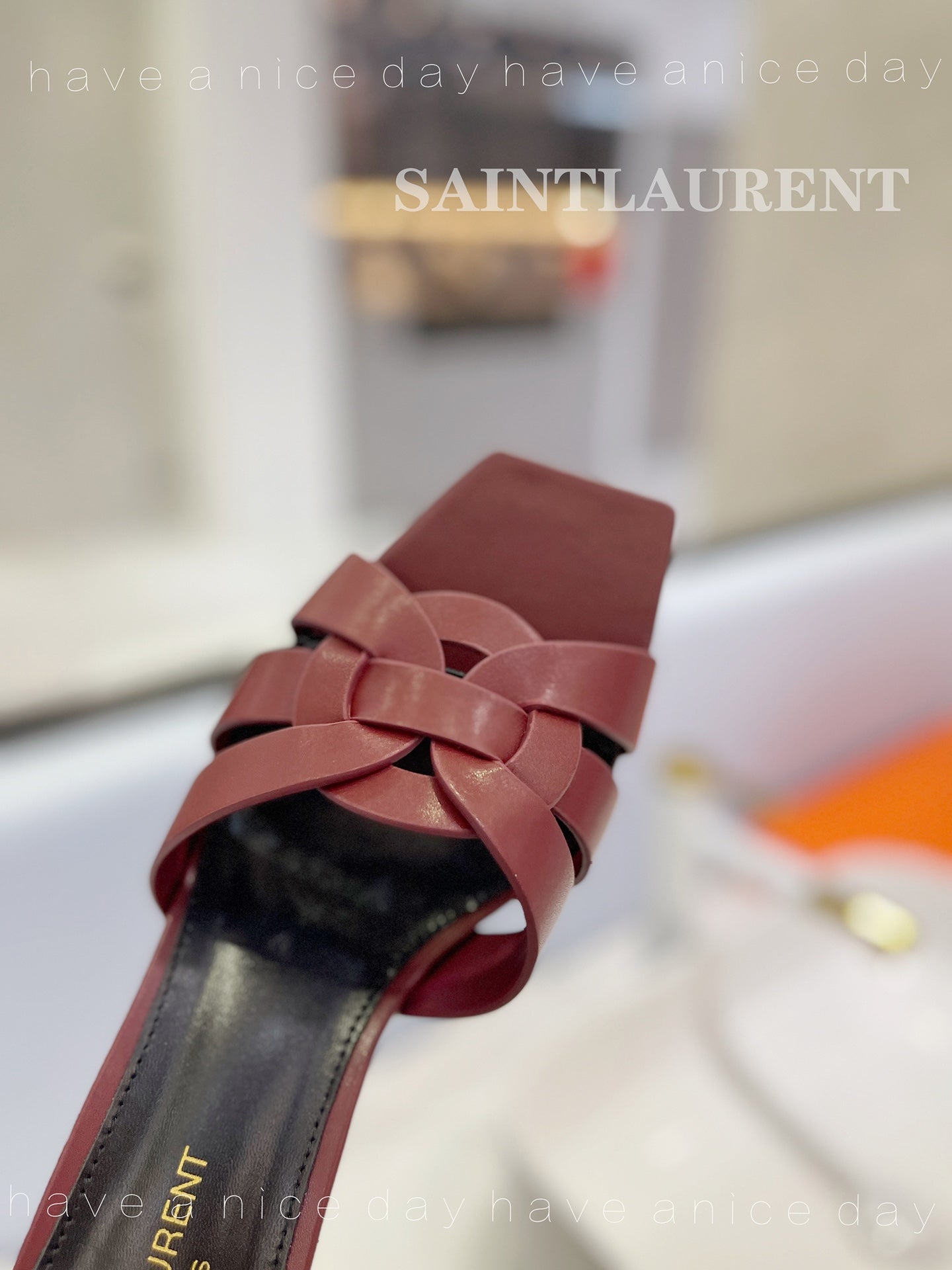 SL TRIBUTE MULES BERRY CALFSKIN - 34