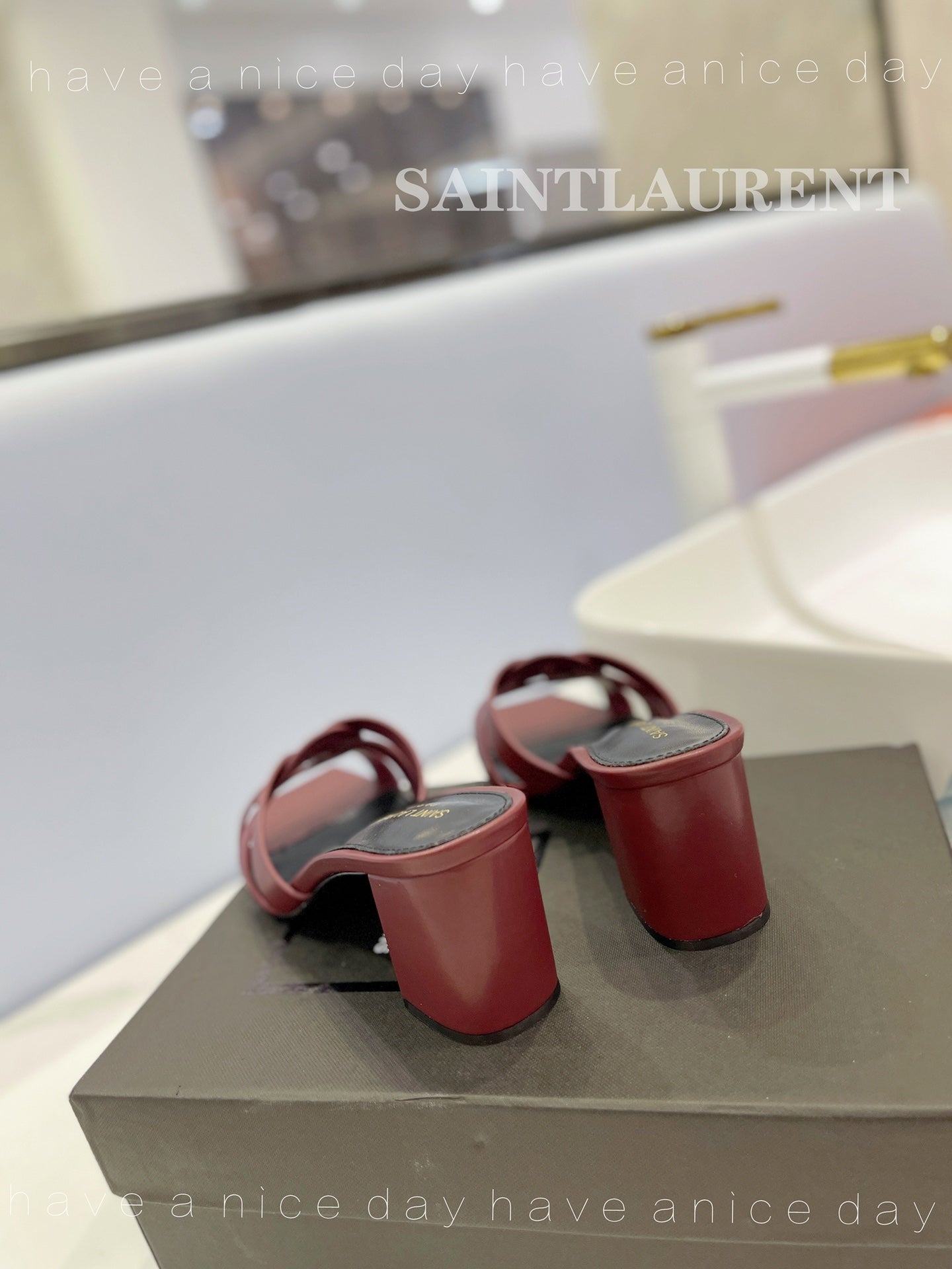 SL TRIBUTE MULES BERRY CALFSKIN - 34
