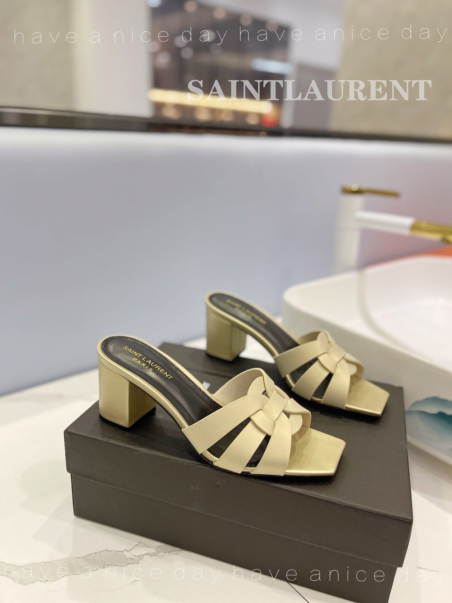 SL TRIBUTE MULES FLAX CALFSKIN - 34