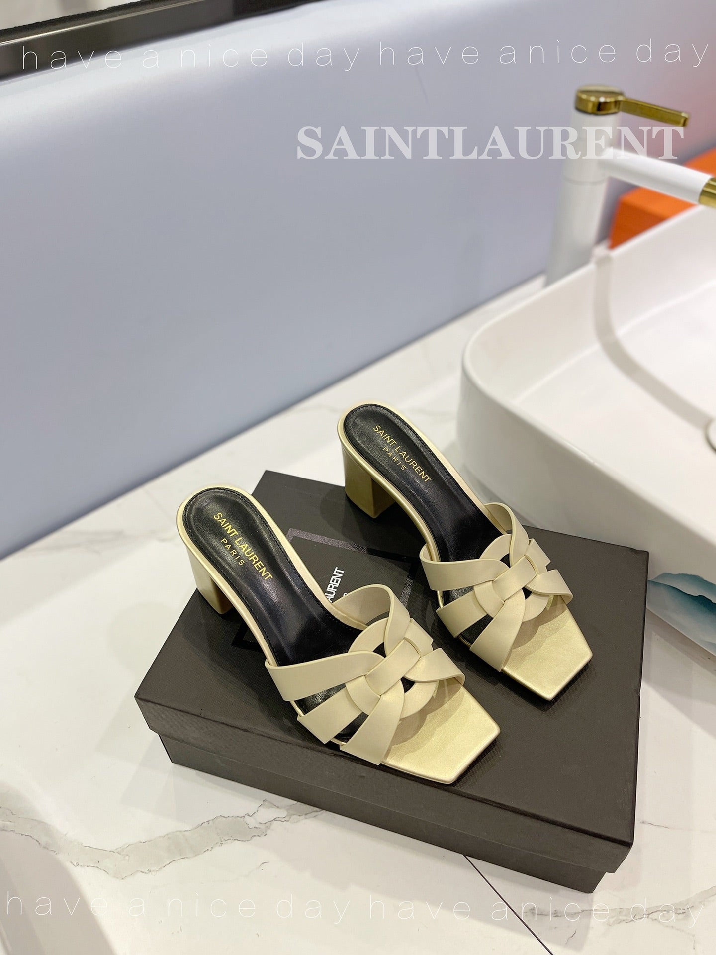 SL TRIBUTE MULES FLAX CALFSKIN - 34