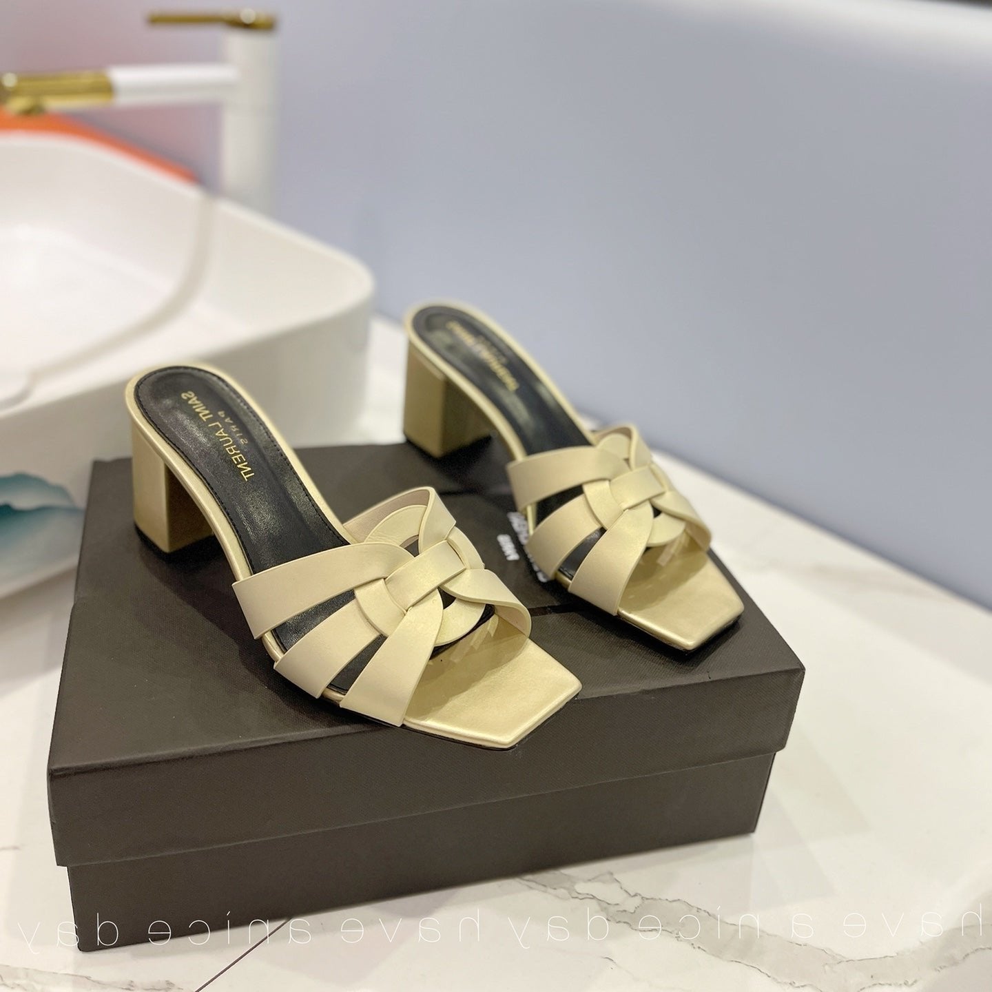 SL TRIBUTE MULES FLAX CALFSKIN - 34