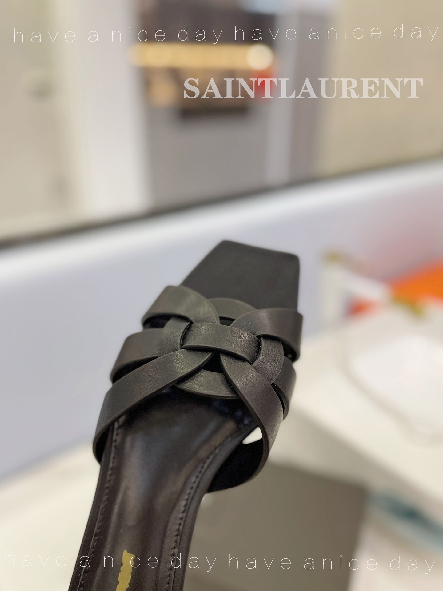 SL TRIBUTE SLIPPERS BLACK CALFSKIN - 34
