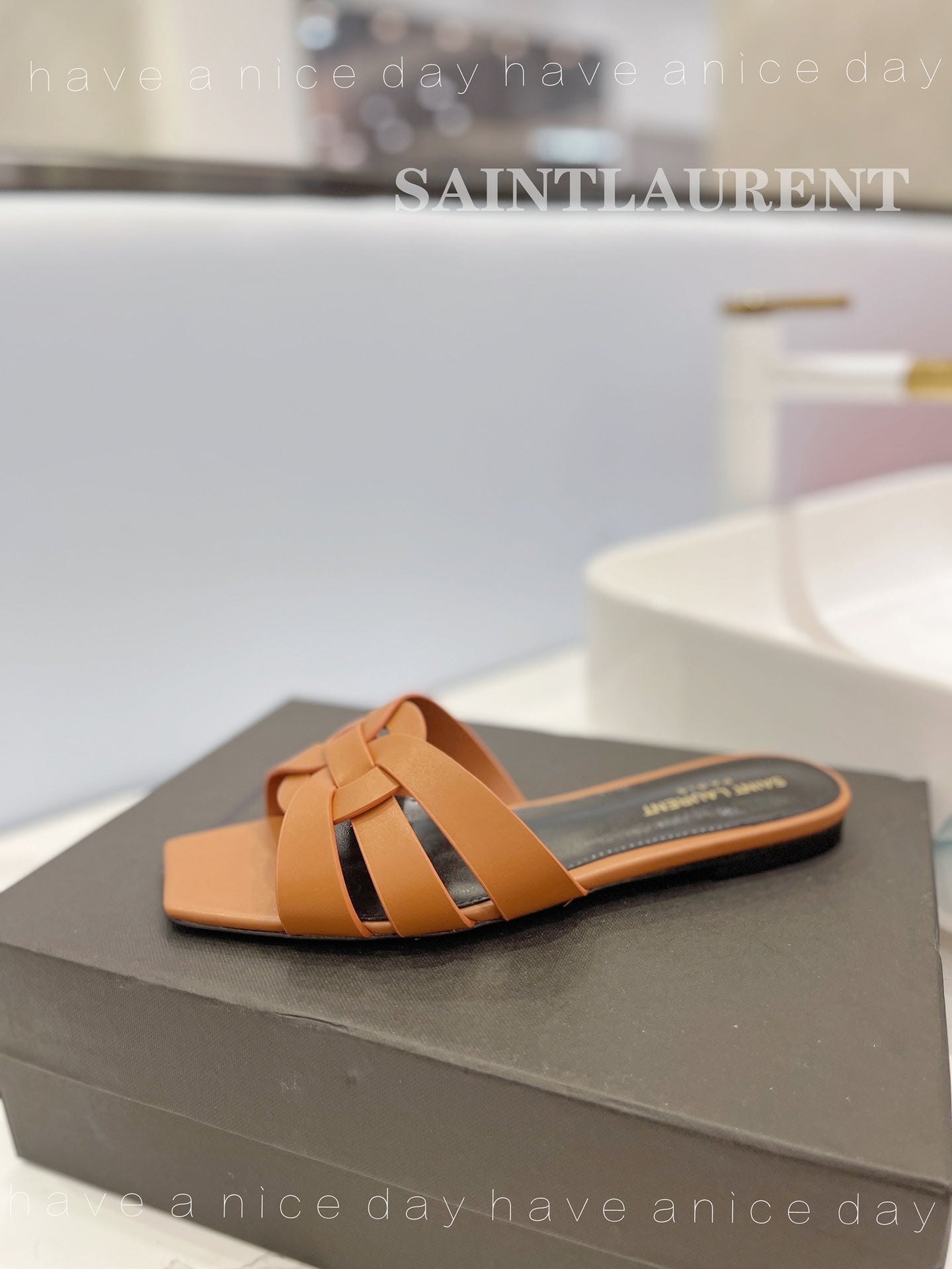 SL TRIBUTE SLIPPERS COPPER CALFSKIN - 34