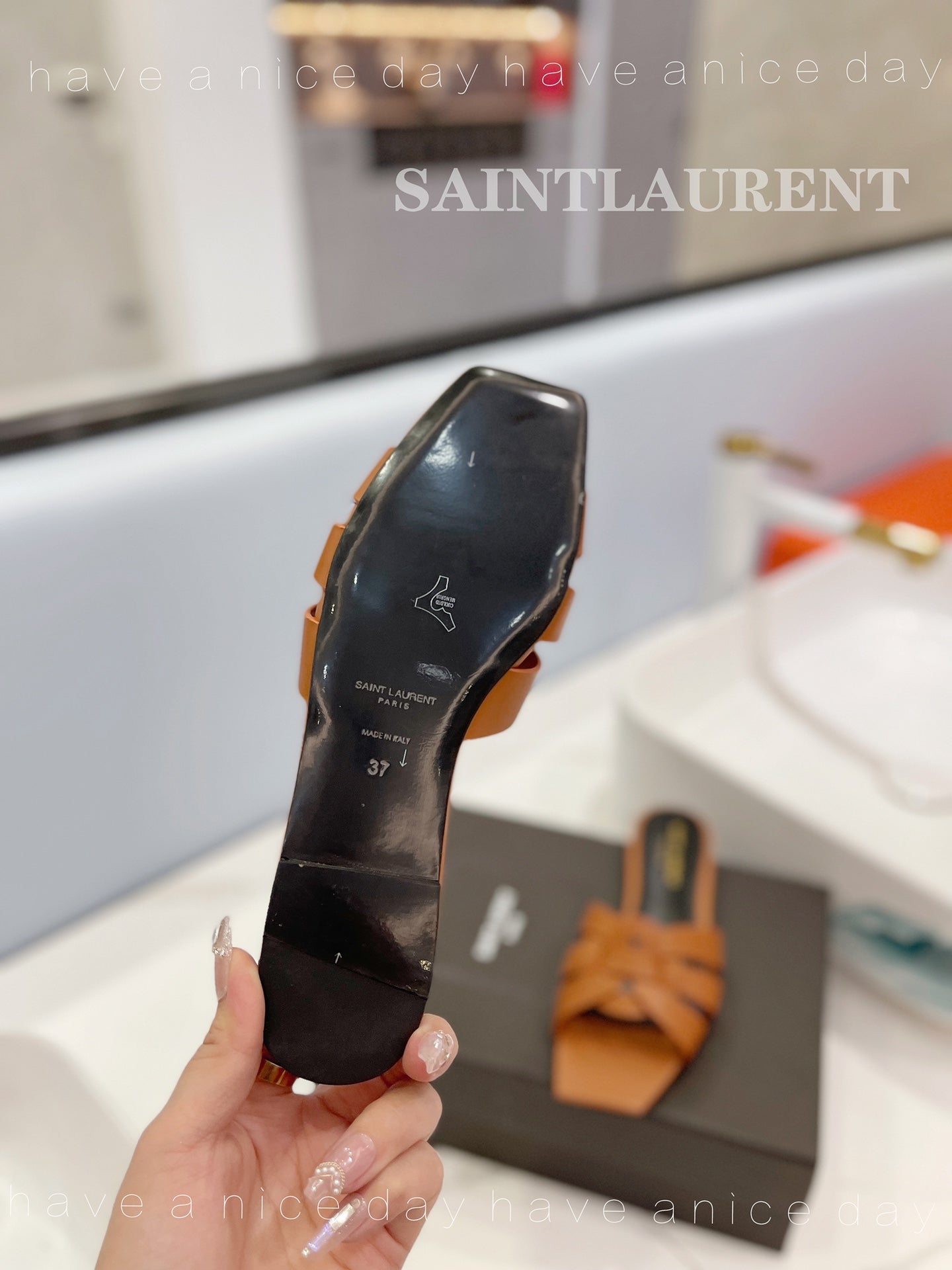 SL TRIBUTE SLIPPERS COPPER CALFSKIN - 34