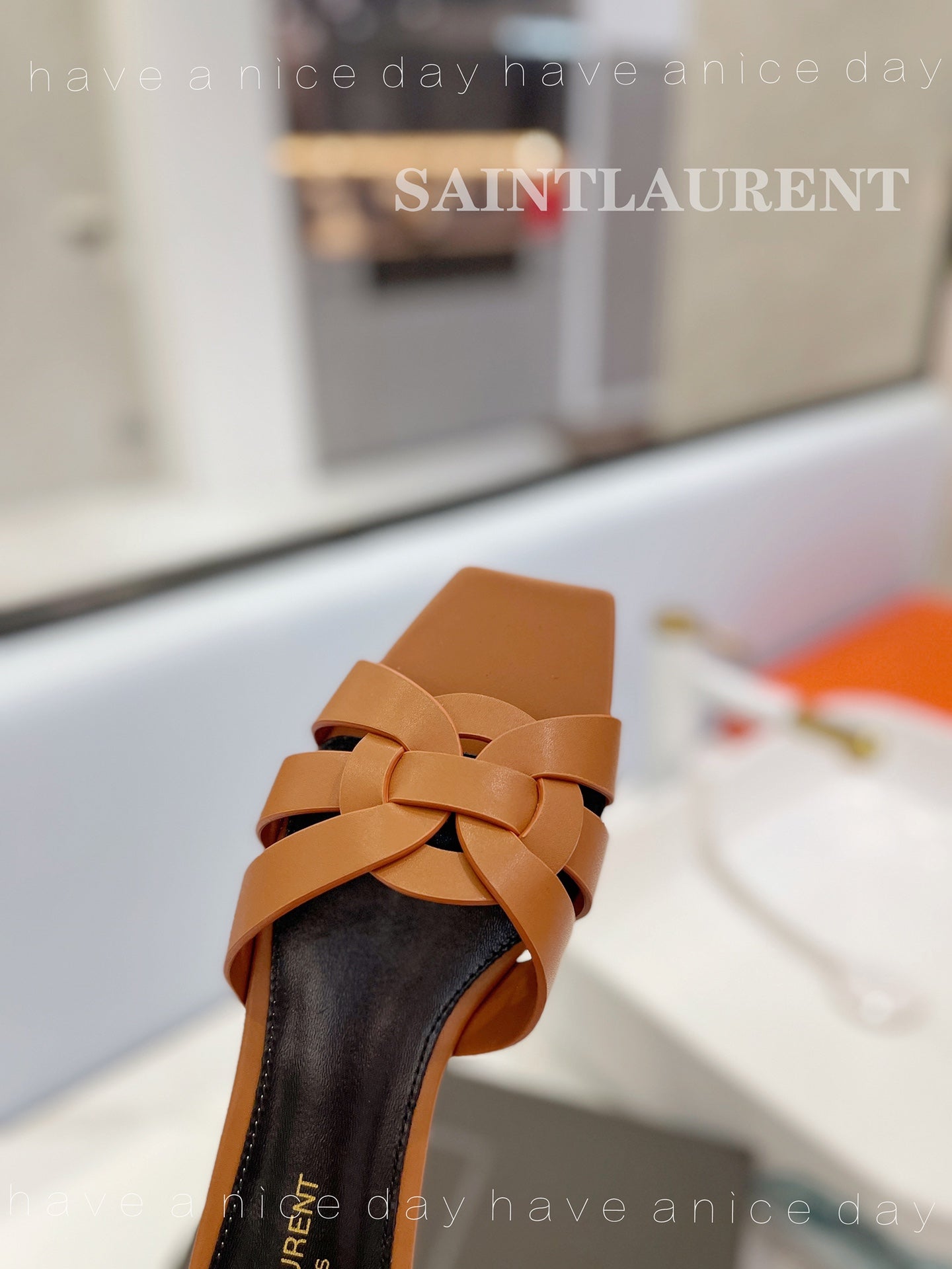 SL TRIBUTE SLIPPERS COPPER CALFSKIN - 34