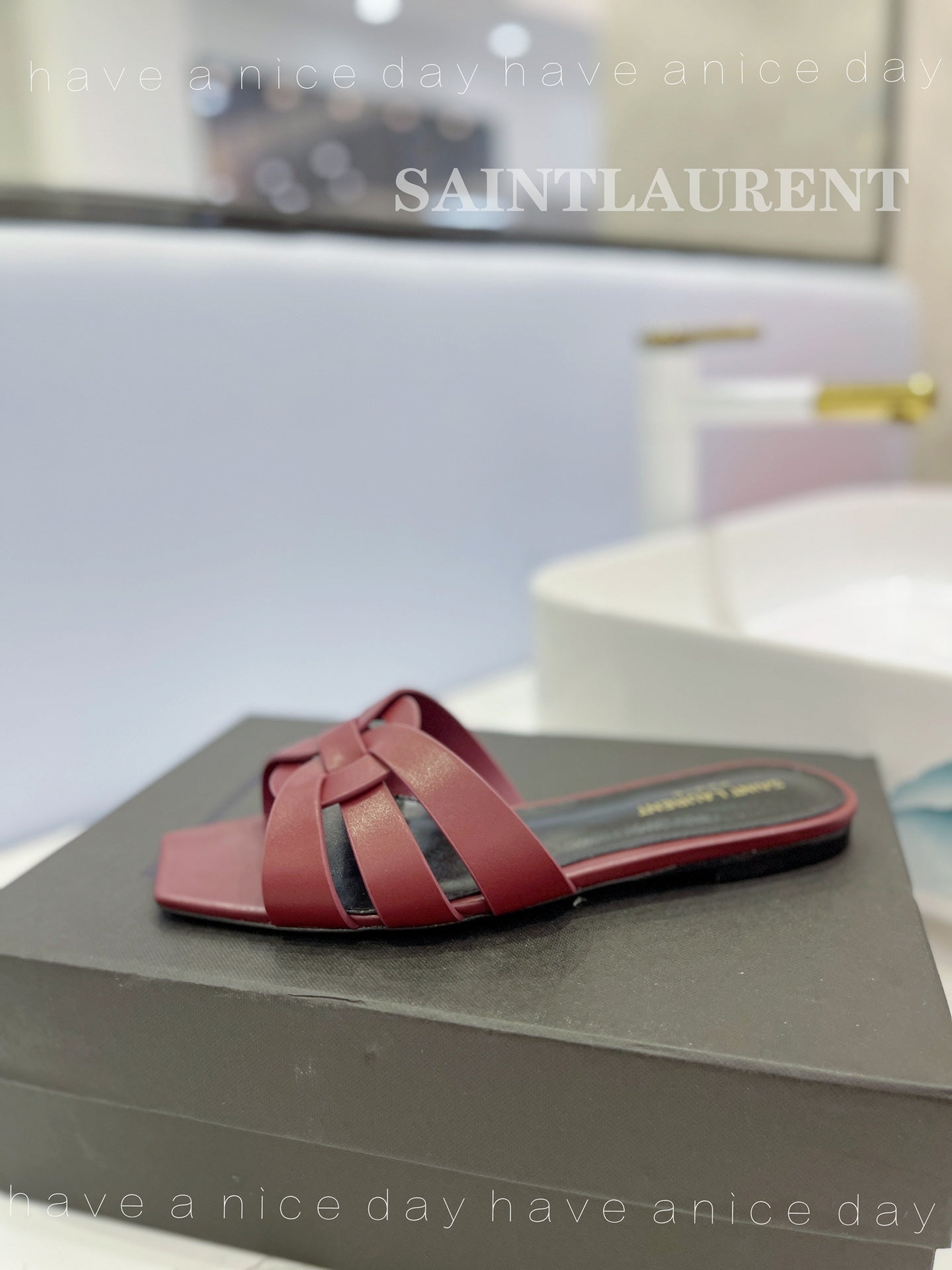 SL TRIBUTE SLIPPERS BERRY CALFSKIN - 34