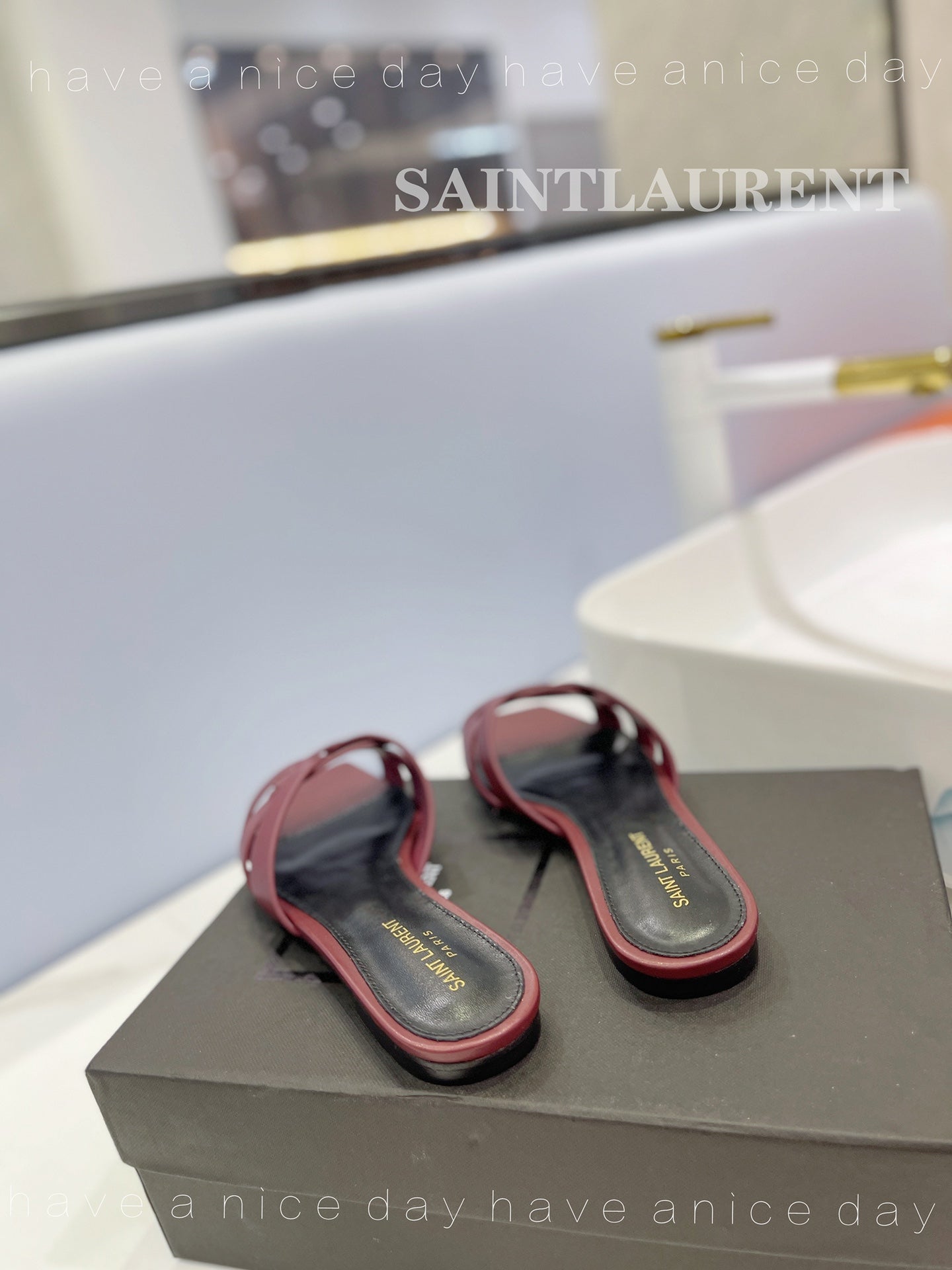 SL TRIBUTE SLIPPERS BERRY CALFSKIN - 34