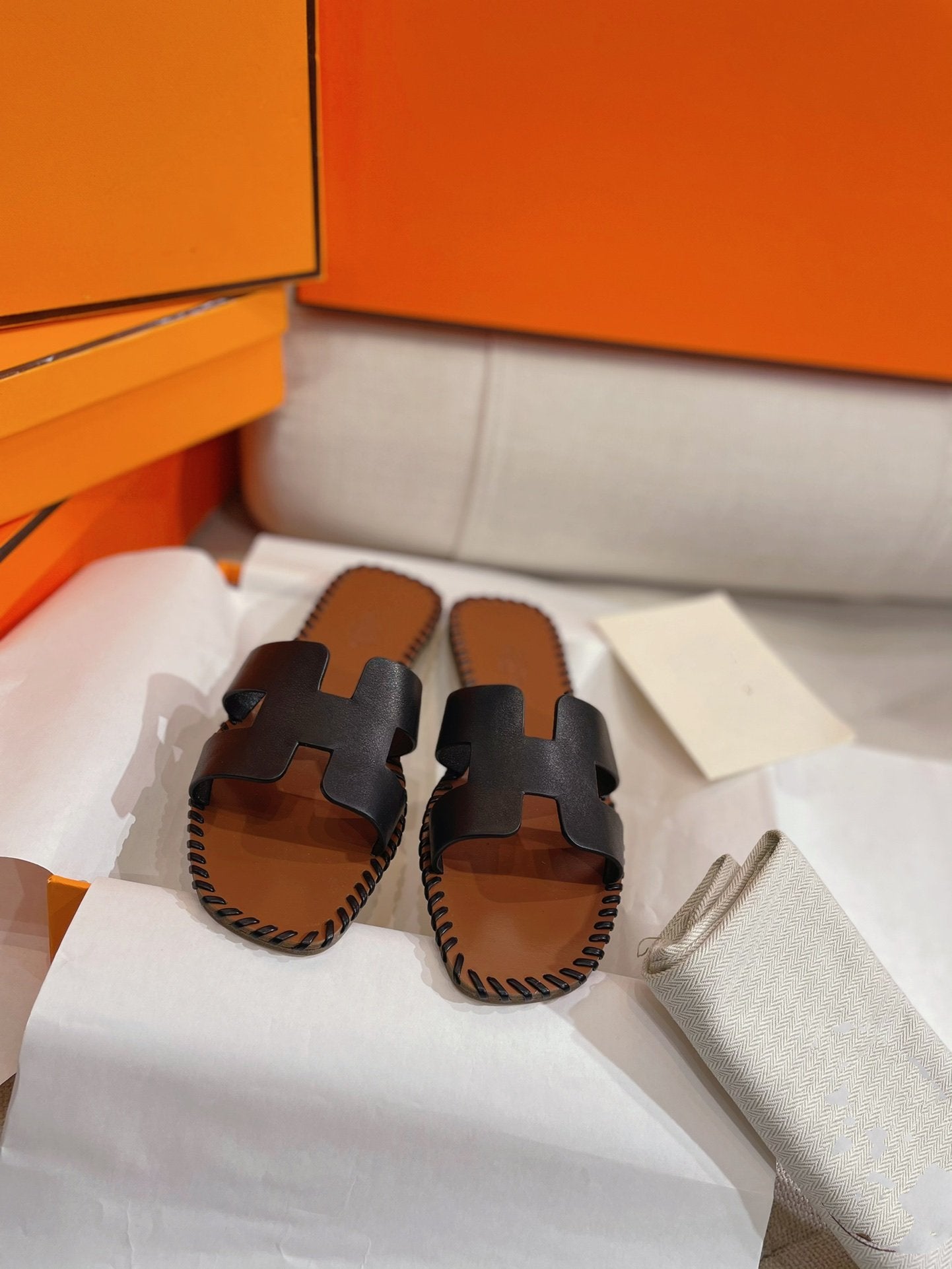 0RAN SANDAL Braided Calfskin BLACK - 35